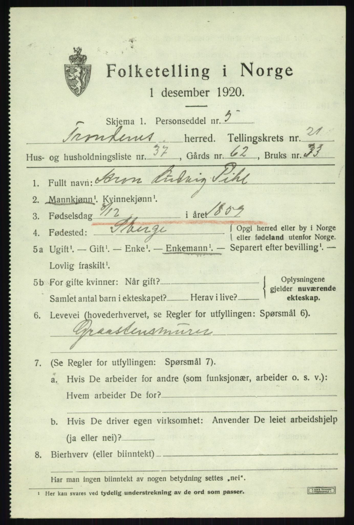 SATØ, 1920 census for Trondenes, 1920, p. 16968