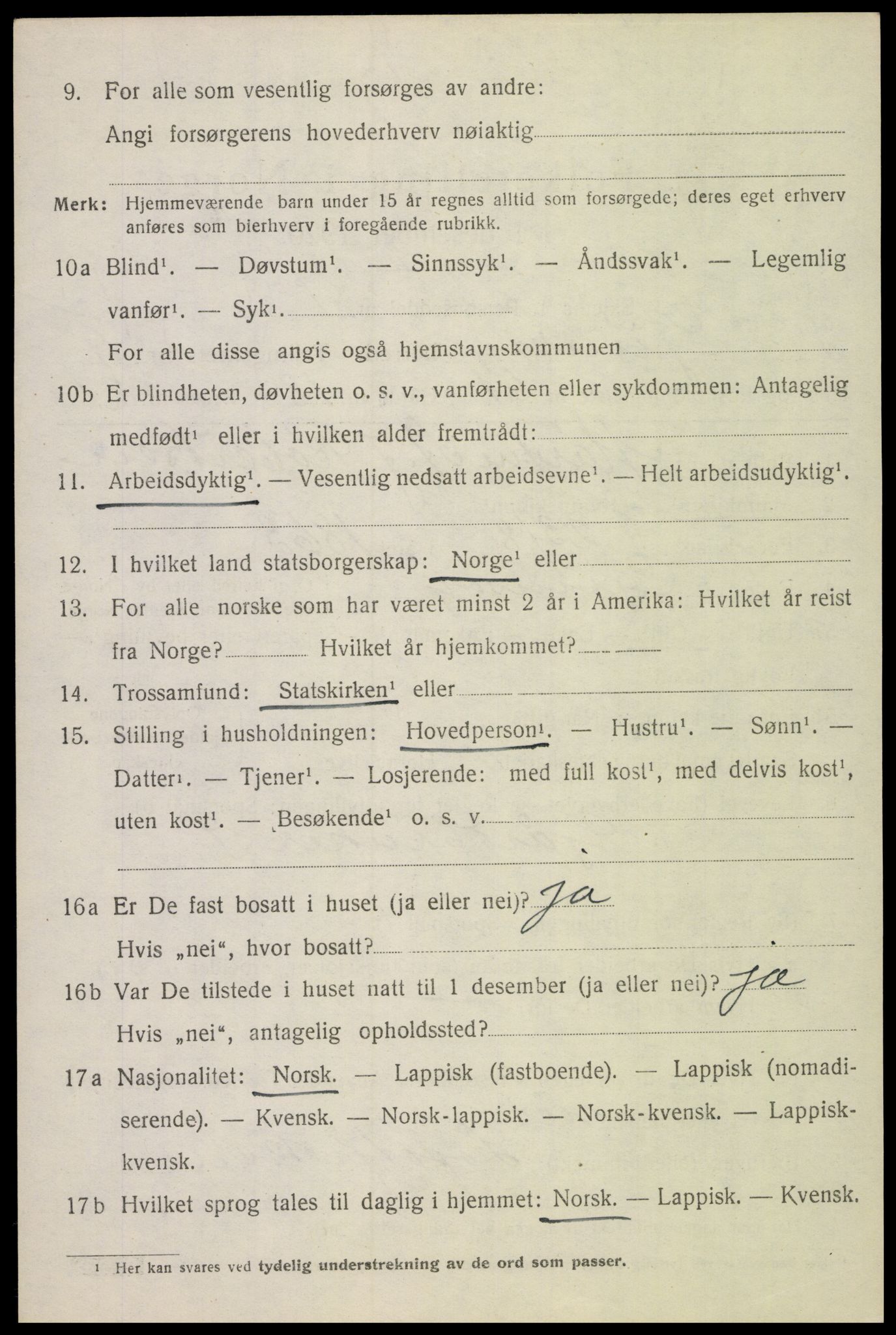 SAT, 1920 census for Gimsøy, 1920, p. 1266