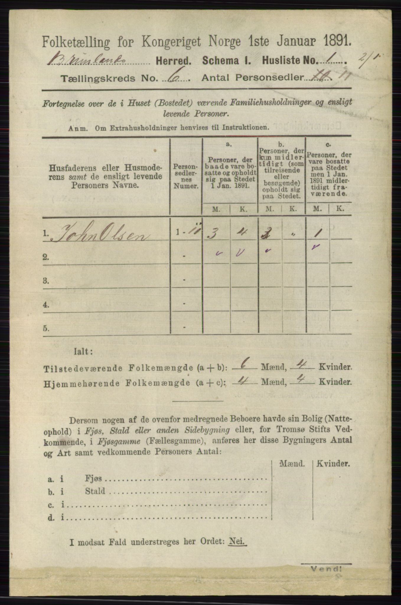 RA, 1891 census for 0726 Brunlanes, 1891, p. 2574