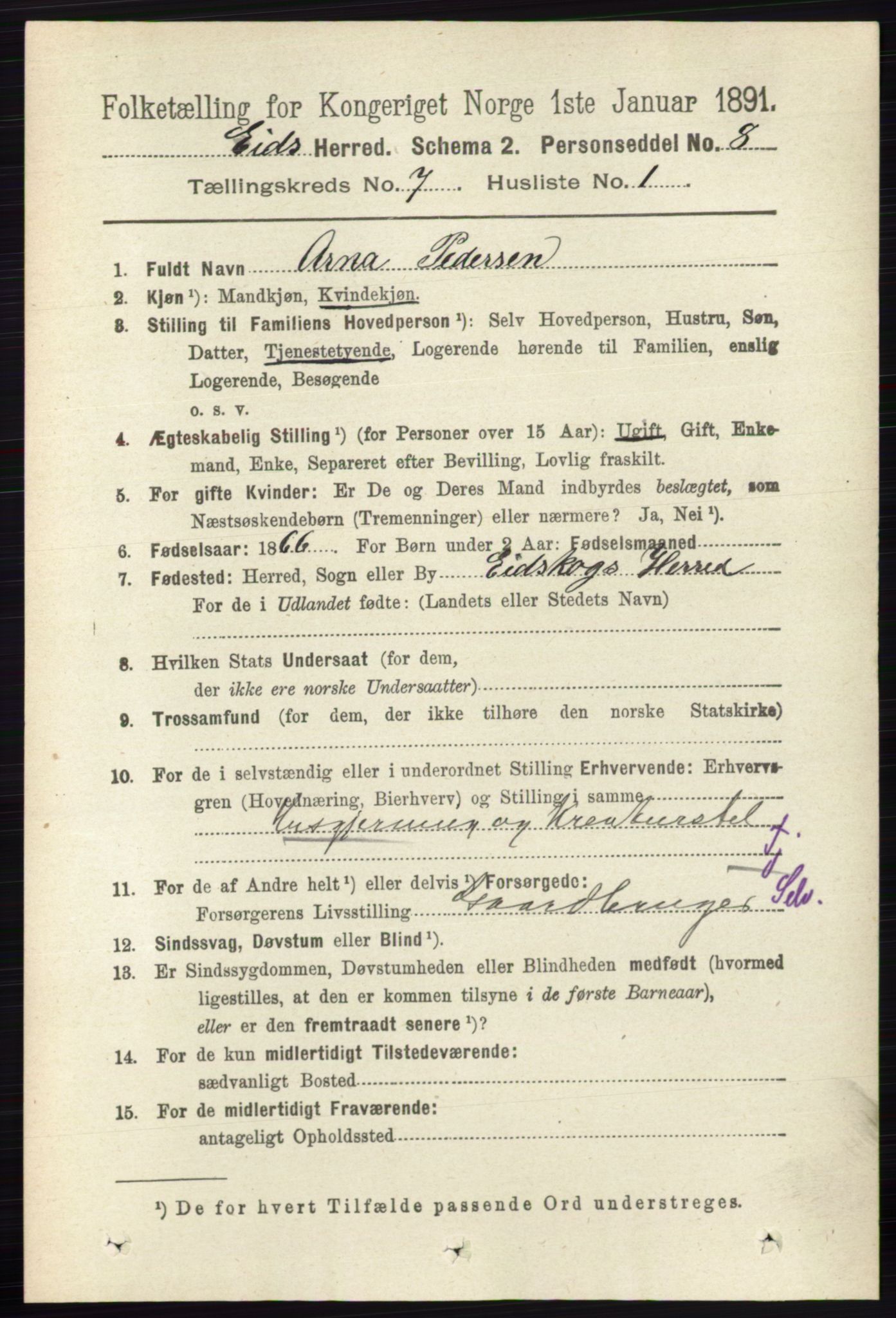 RA, 1891 census for 0420 Eidskog, 1891, p. 3683