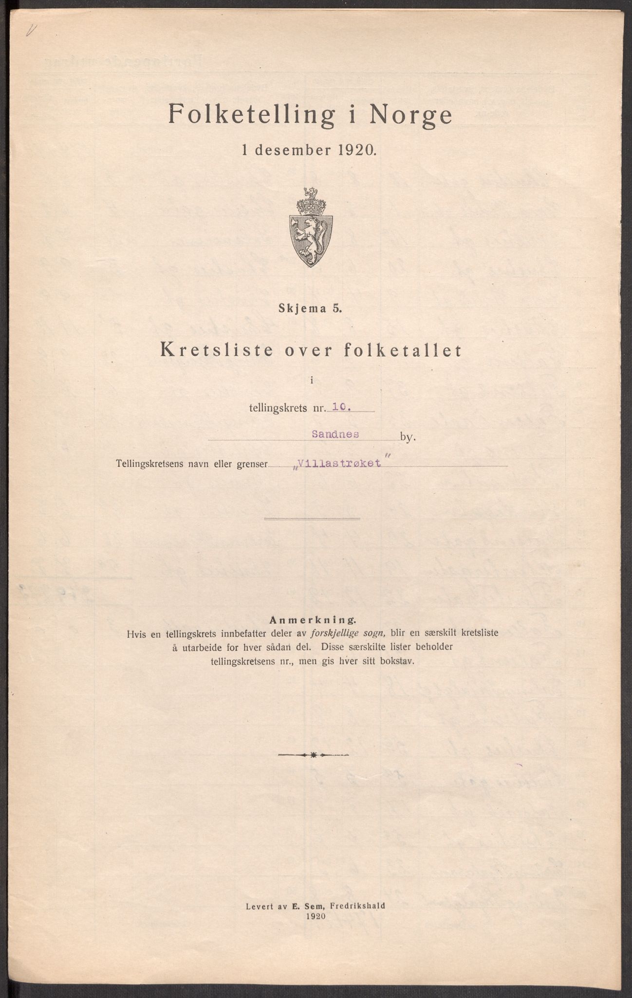 SAST, 1920 census for Sandnes, 1920, p. 33