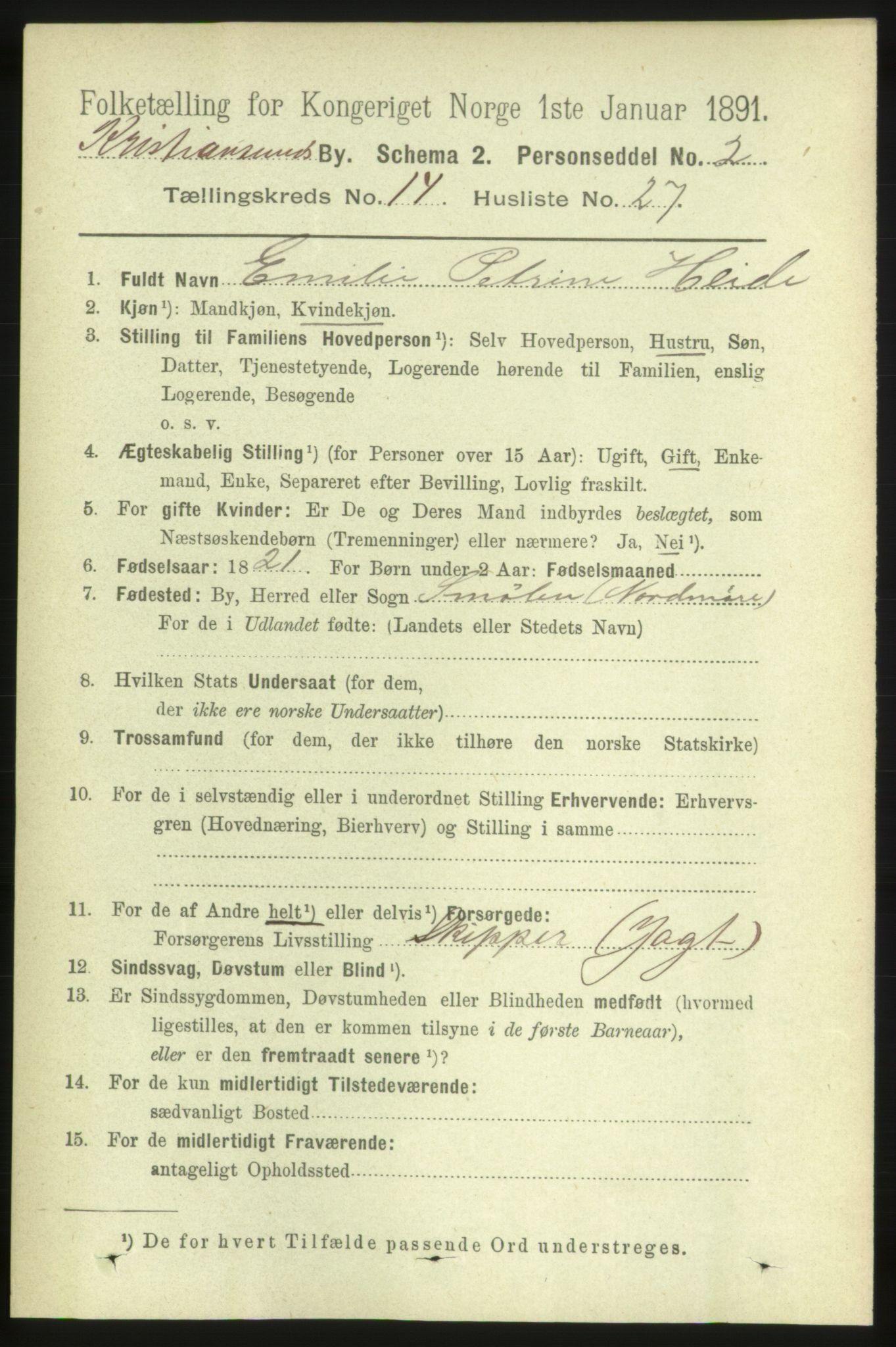 RA, 1891 census for 1503 Kristiansund, 1891, p. 10539