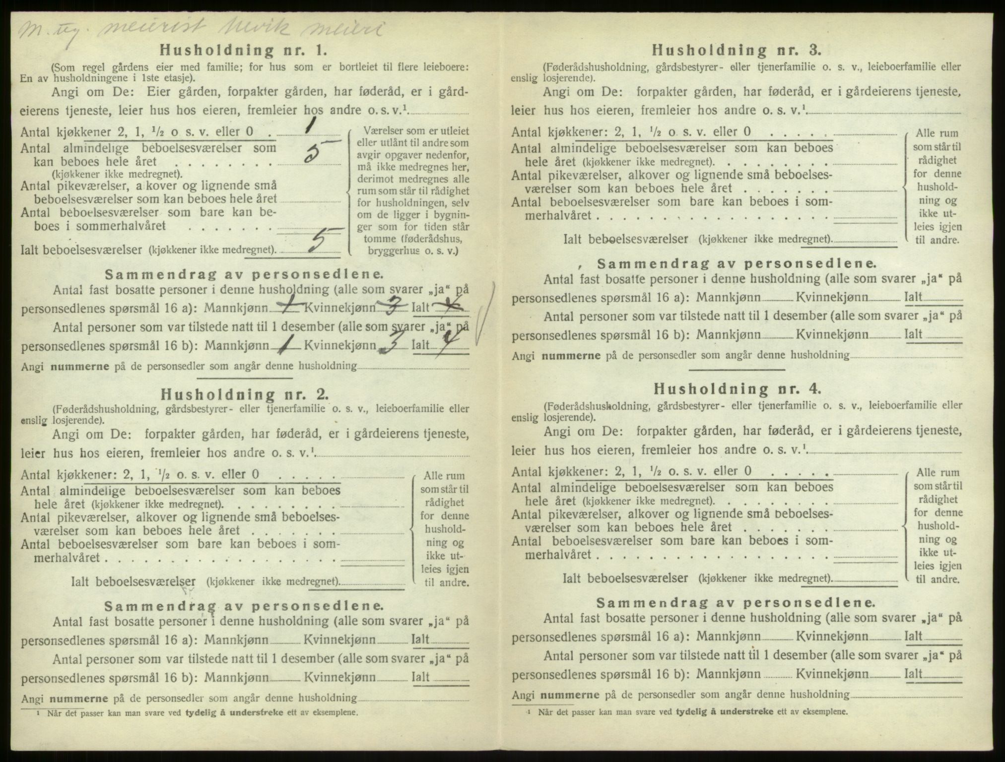 SAB, 1920 census for Ulvik, 1920, p. 50