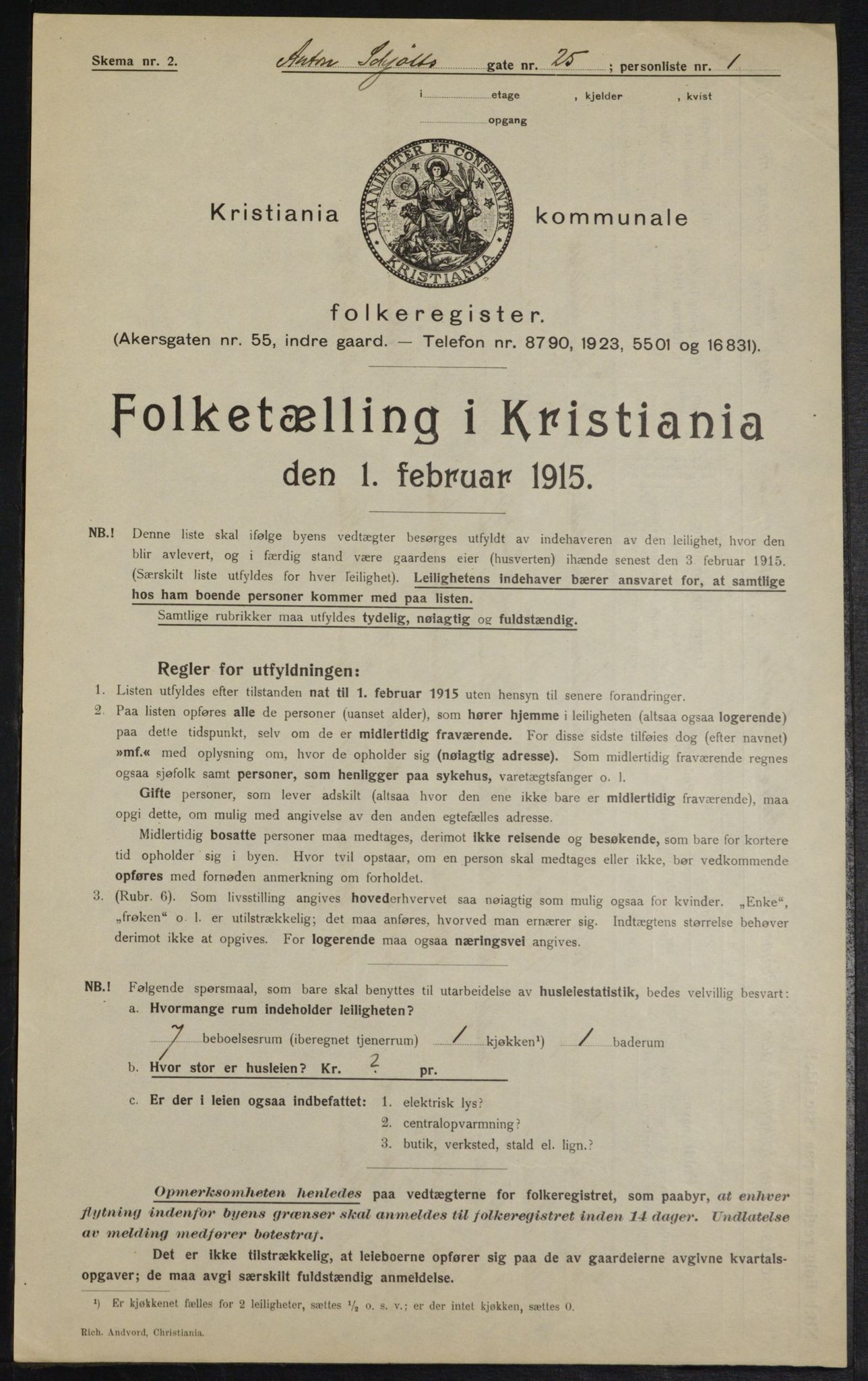 OBA, Municipal Census 1915 for Kristiania, 1915, p. 1370