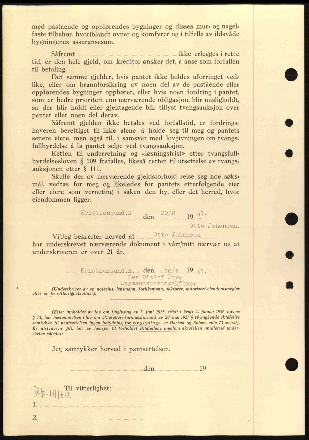 Nordmøre sorenskriveri, AV/SAT-A-4132/1/2/2Ca: Mortgage book no. B88, 1941-1942, Diary no: : 1473/1941