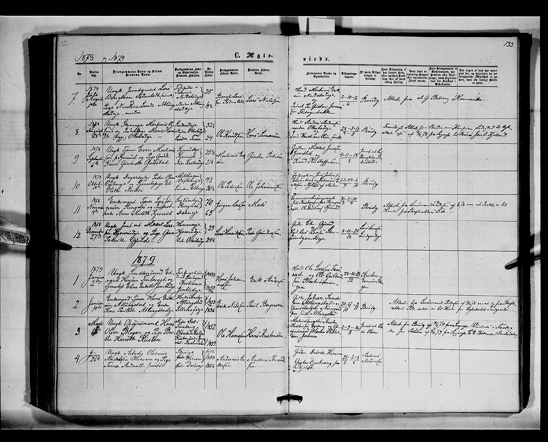 Stange prestekontor, SAH/PREST-002/K/L0015: Parish register (official) no. 15, 1862-1879, p. 133