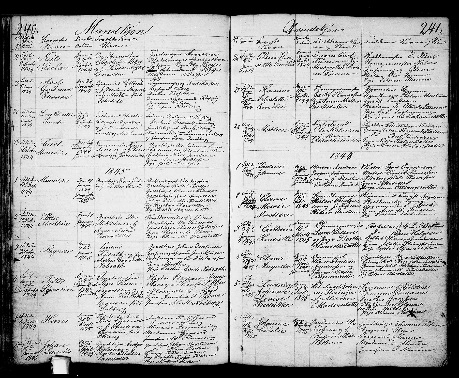 Fredrikstad prestekontor Kirkebøker, SAO/A-11082/G/Ga/L0001: Parish register (copy) no. 1, 1824-1879, p. 240-241