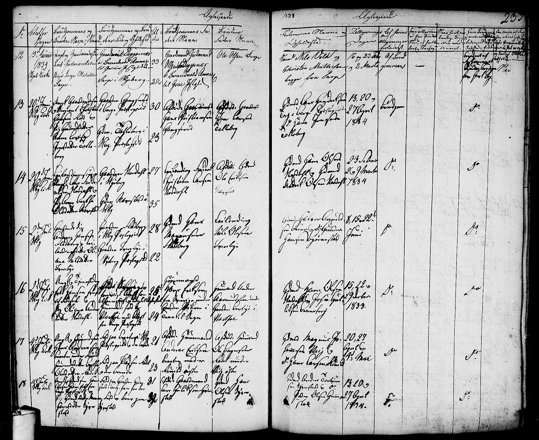 Skjeberg prestekontor Kirkebøker, AV/SAO-A-10923/F/Fa/L0005: Parish register (official) no. I 5, 1830-1845, p. 233