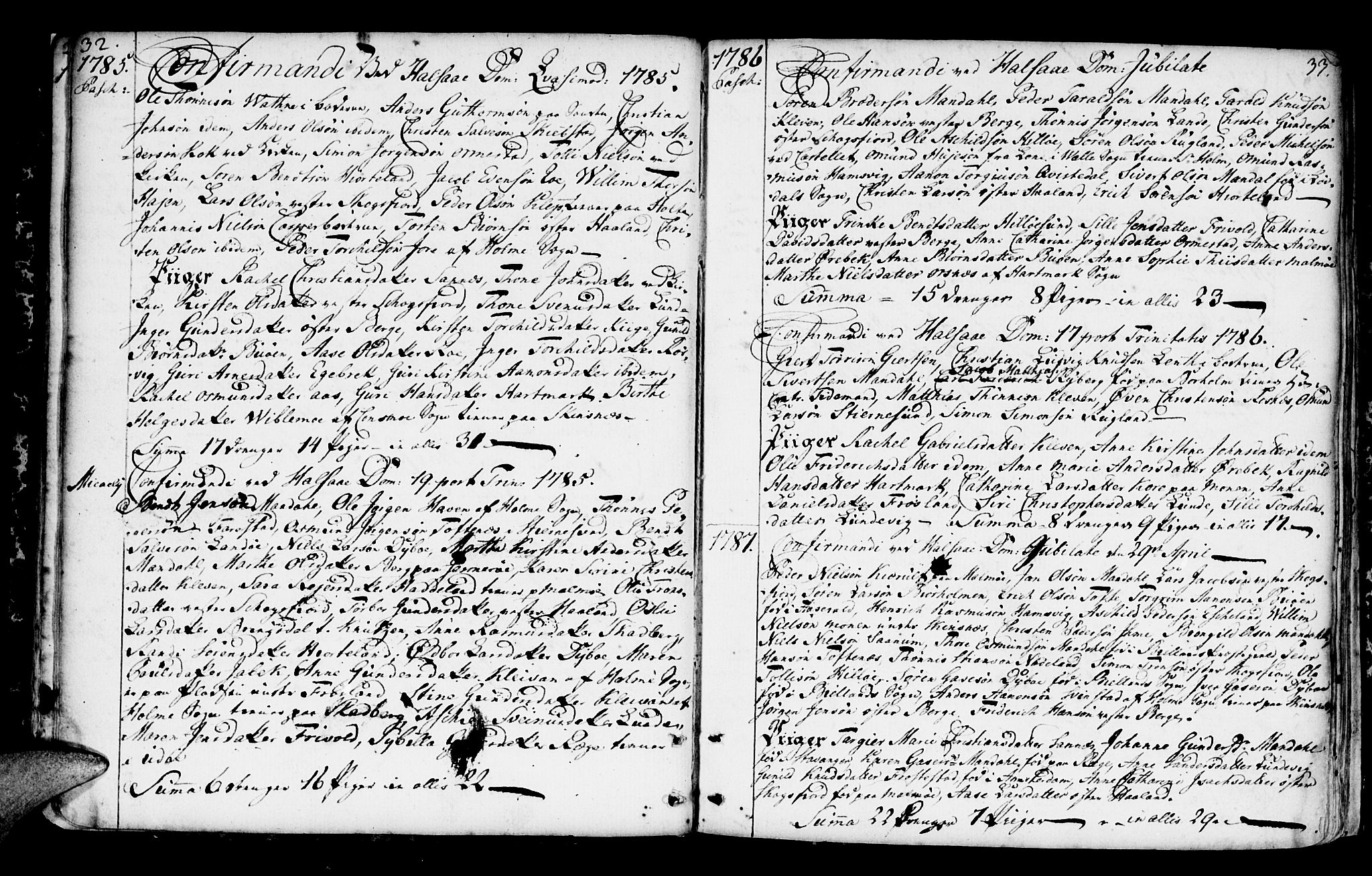 Mandal sokneprestkontor, AV/SAK-1111-0030/F/Fa/Faa/L0004: Parish register (official) no. A 4, 1745-1817, p. 32-33