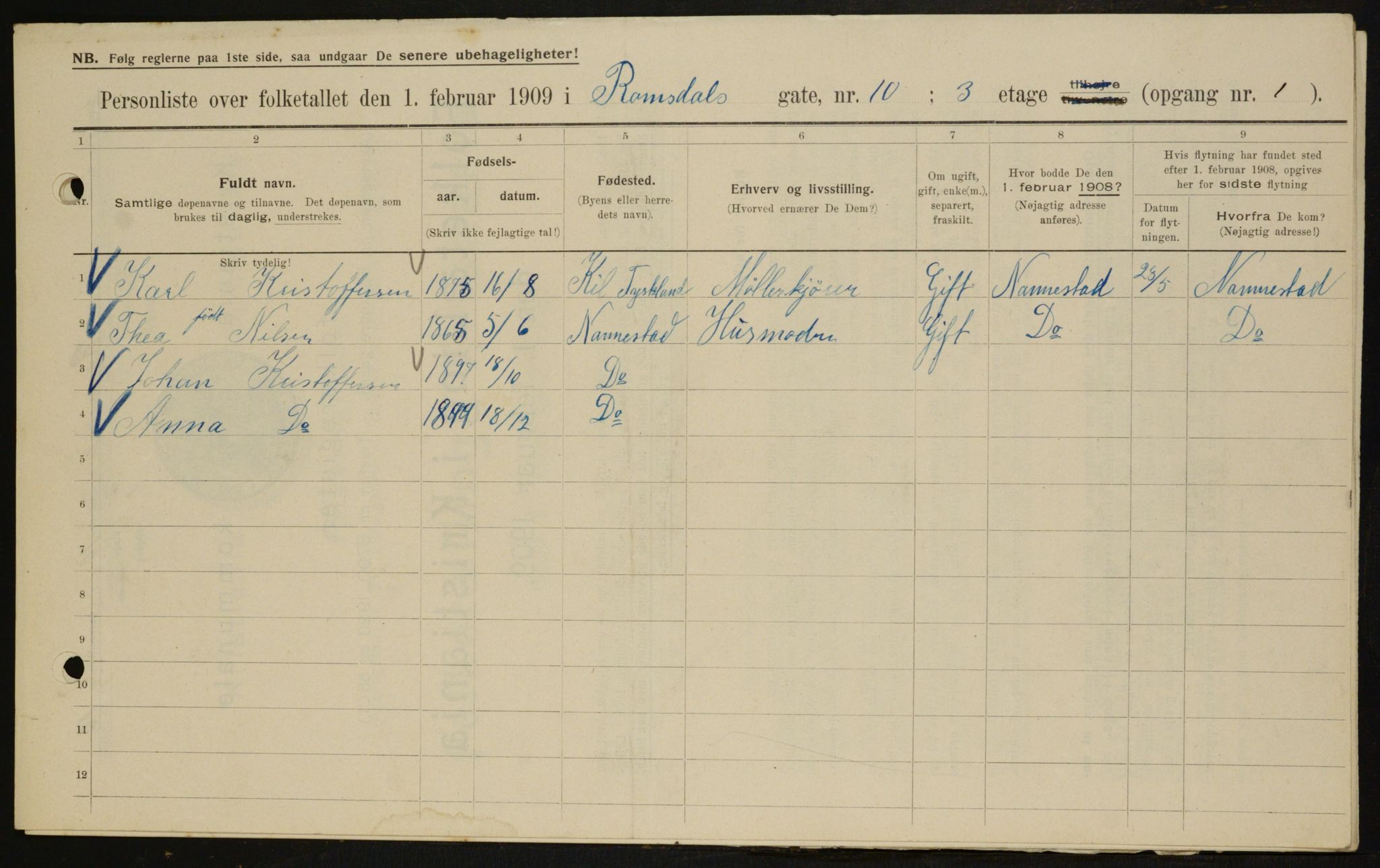 OBA, Municipal Census 1909 for Kristiania, 1909, p. 75580