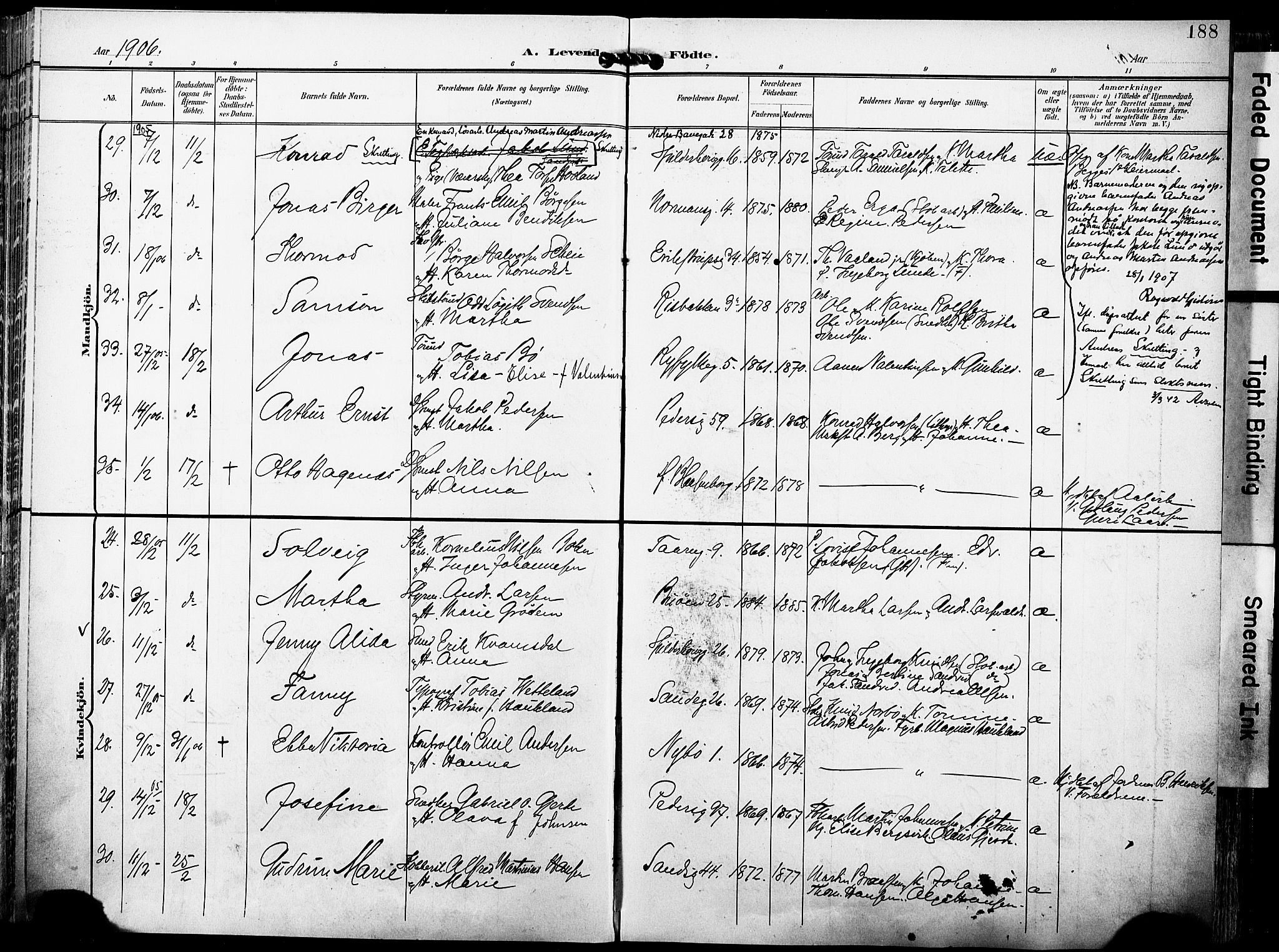 St. Johannes sokneprestkontor, AV/SAST-A-101814/001/30/30BA/L0007: Parish register (official) no. A 7, 1900-1910, p. 188