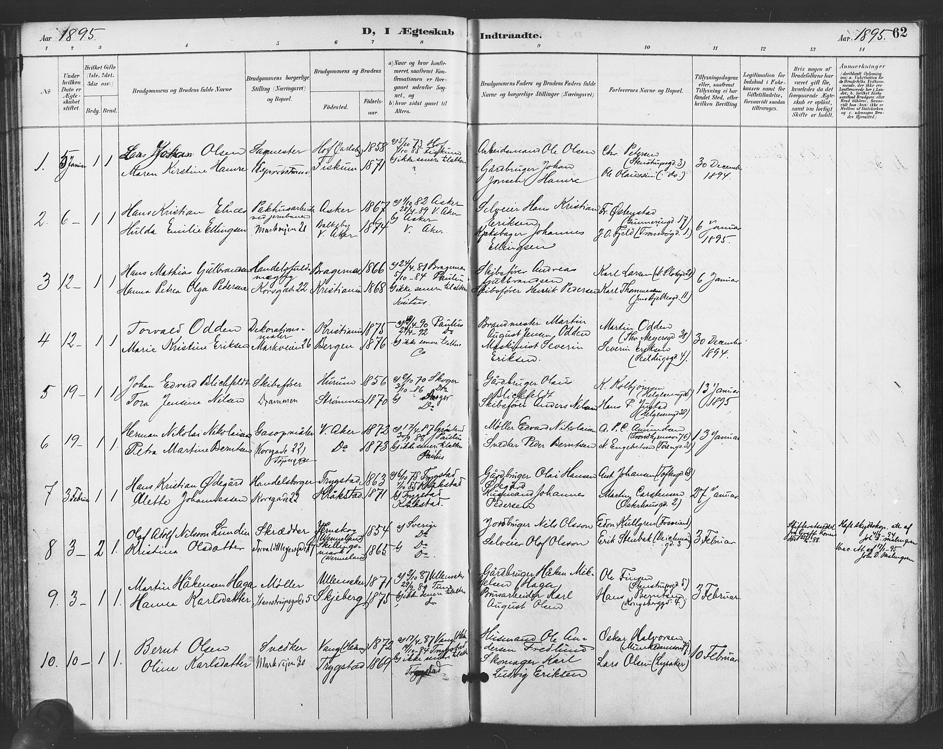 Paulus prestekontor Kirkebøker, AV/SAO-A-10871/F/Fa/L0009: Parish register (official) no. 9, 1891-1901, p. 62