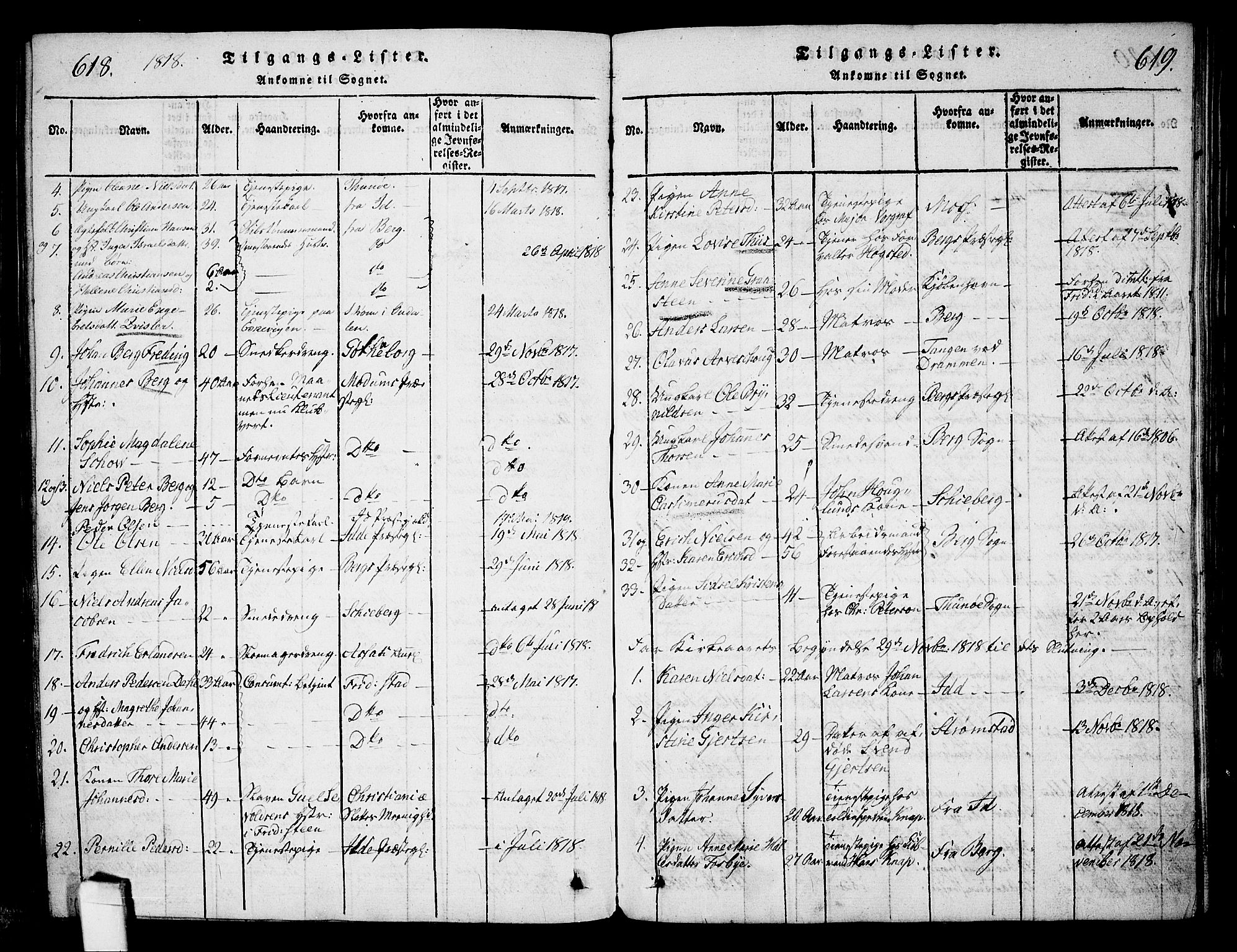 Halden prestekontor Kirkebøker, SAO/A-10909/G/Ga/L0001: Parish register (copy) no. 1, 1815-1833, p. 618-619
