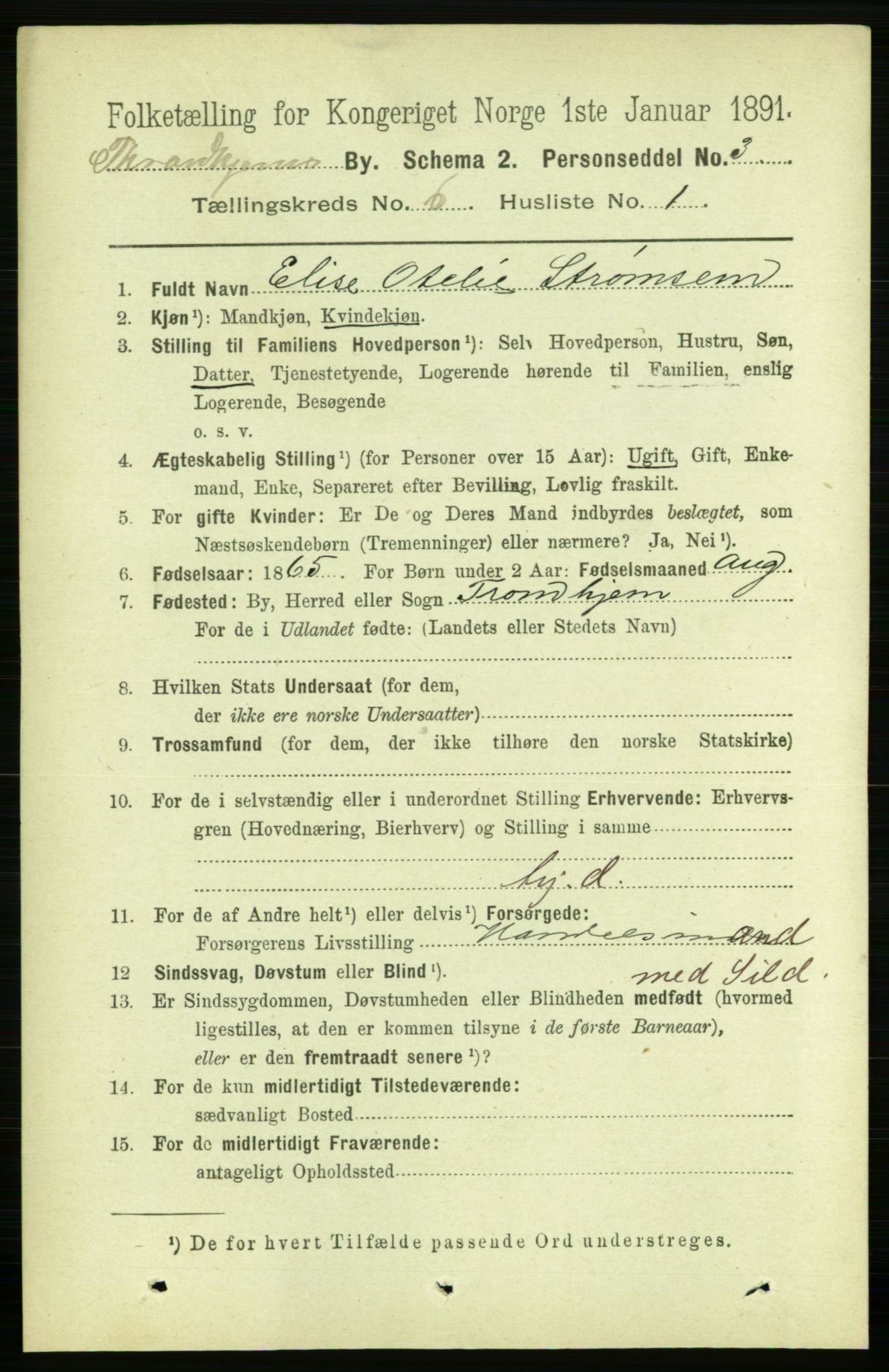 RA, 1891 census for 1601 Trondheim, 1891, p. 5330