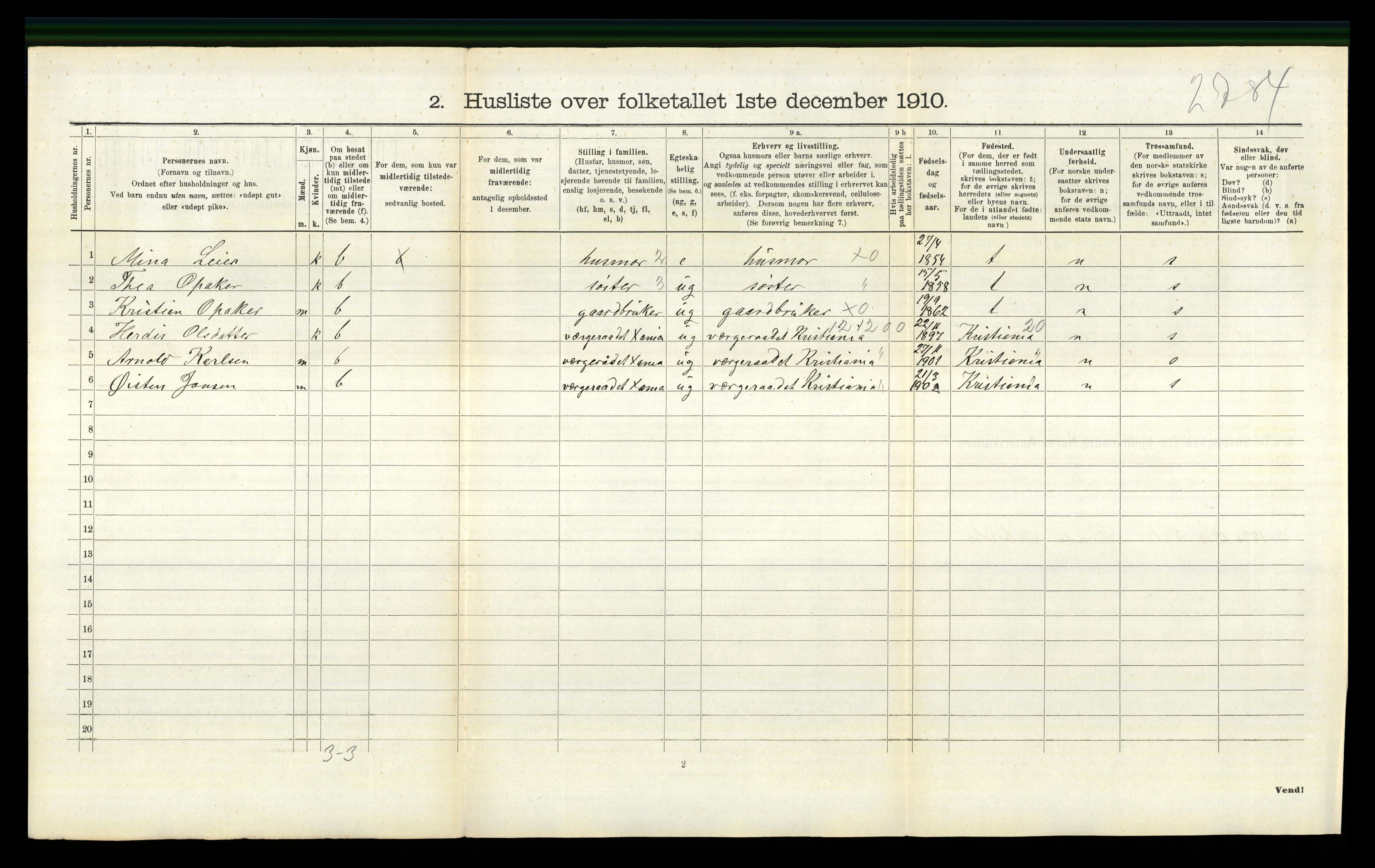 RA, 1910 census for Nes, 1910, p. 1489