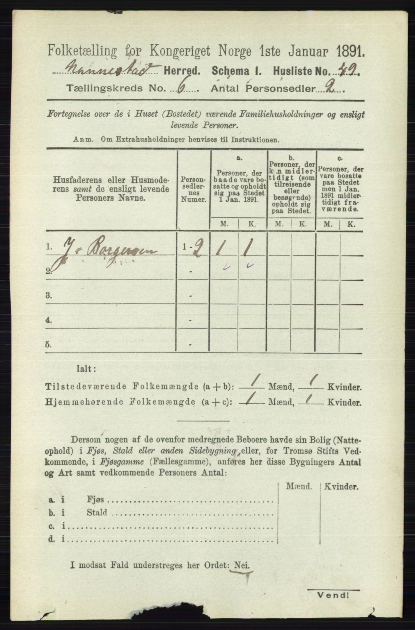 RA, 1891 census for 0238 Nannestad, 1891, p. 3051