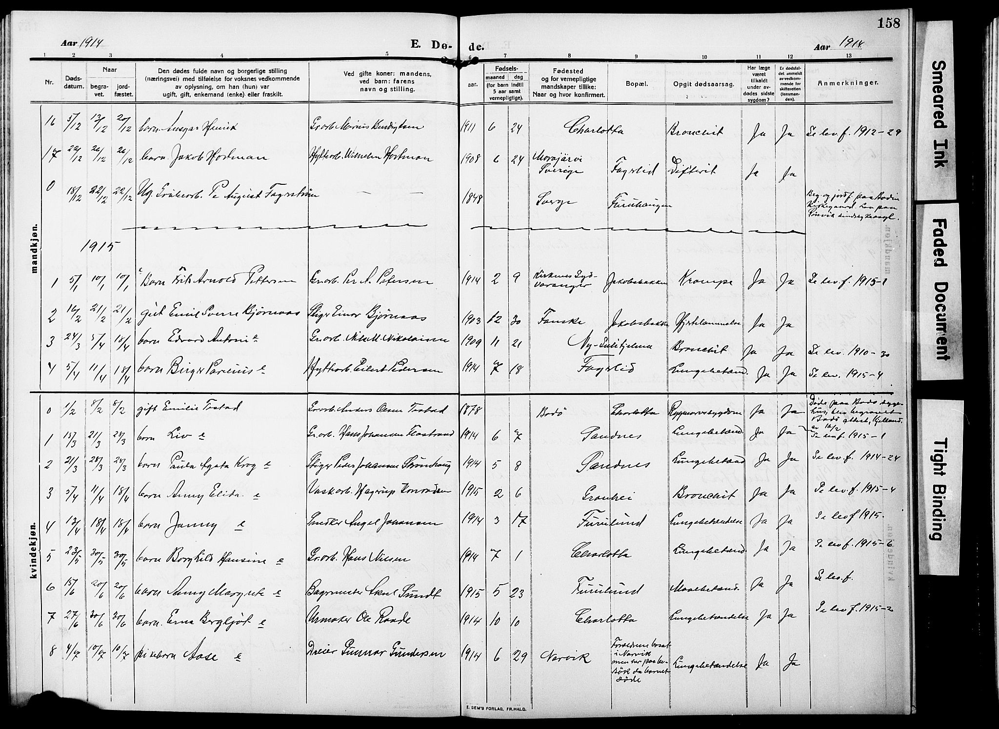 Ministerialprotokoller, klokkerbøker og fødselsregistre - Nordland, AV/SAT-A-1459/850/L0710: Parish register (official) no. 850A02, 1910-1920, p. 158