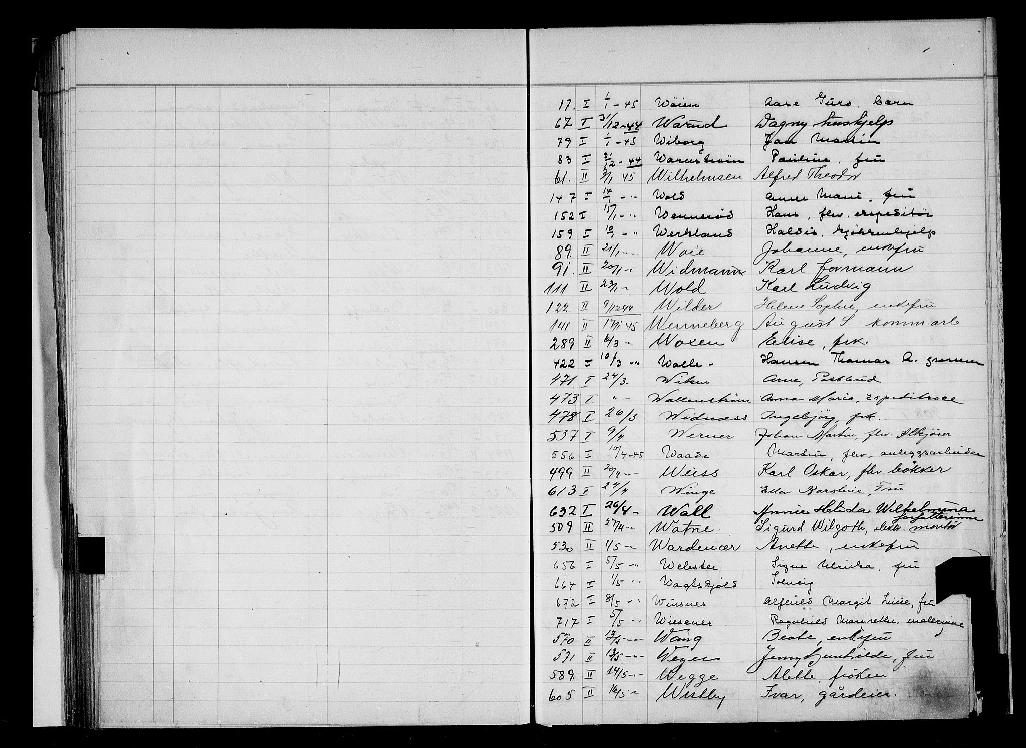 Oslo skifterett, AV/SAO-A-10383/F/Fa/Faa/L0045: Register til dødsfallsprotokollene, 1945
