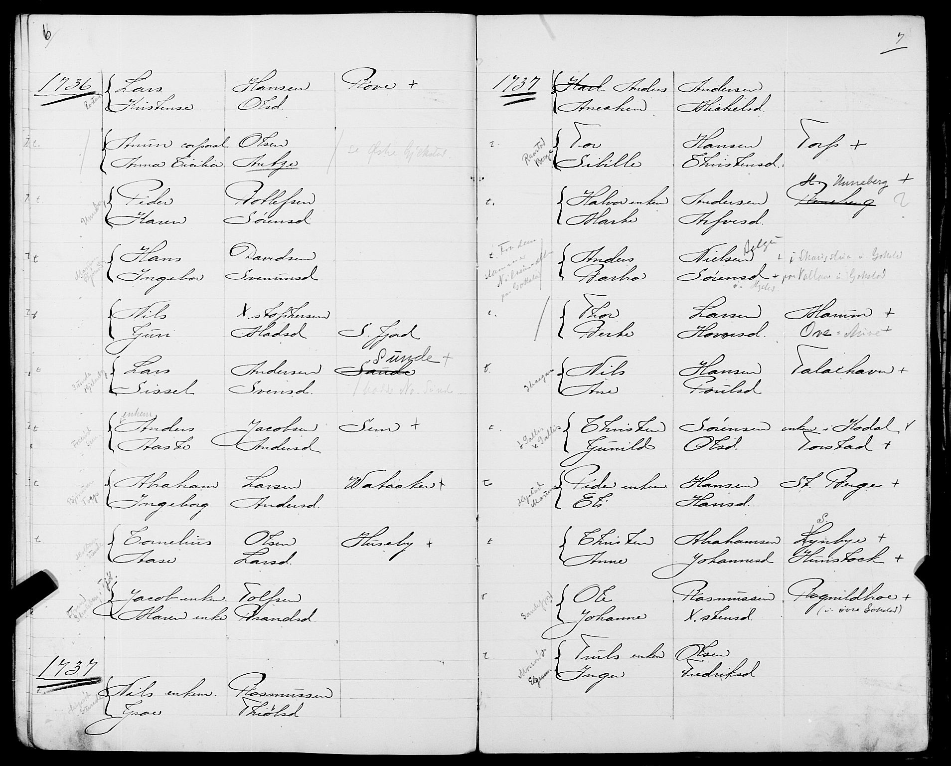 Sandar sokneprestkontor, SAKO/A-242/Y/Ya/L0006: Other parish register no. 1 /1, 1709-1871, p. 6-7