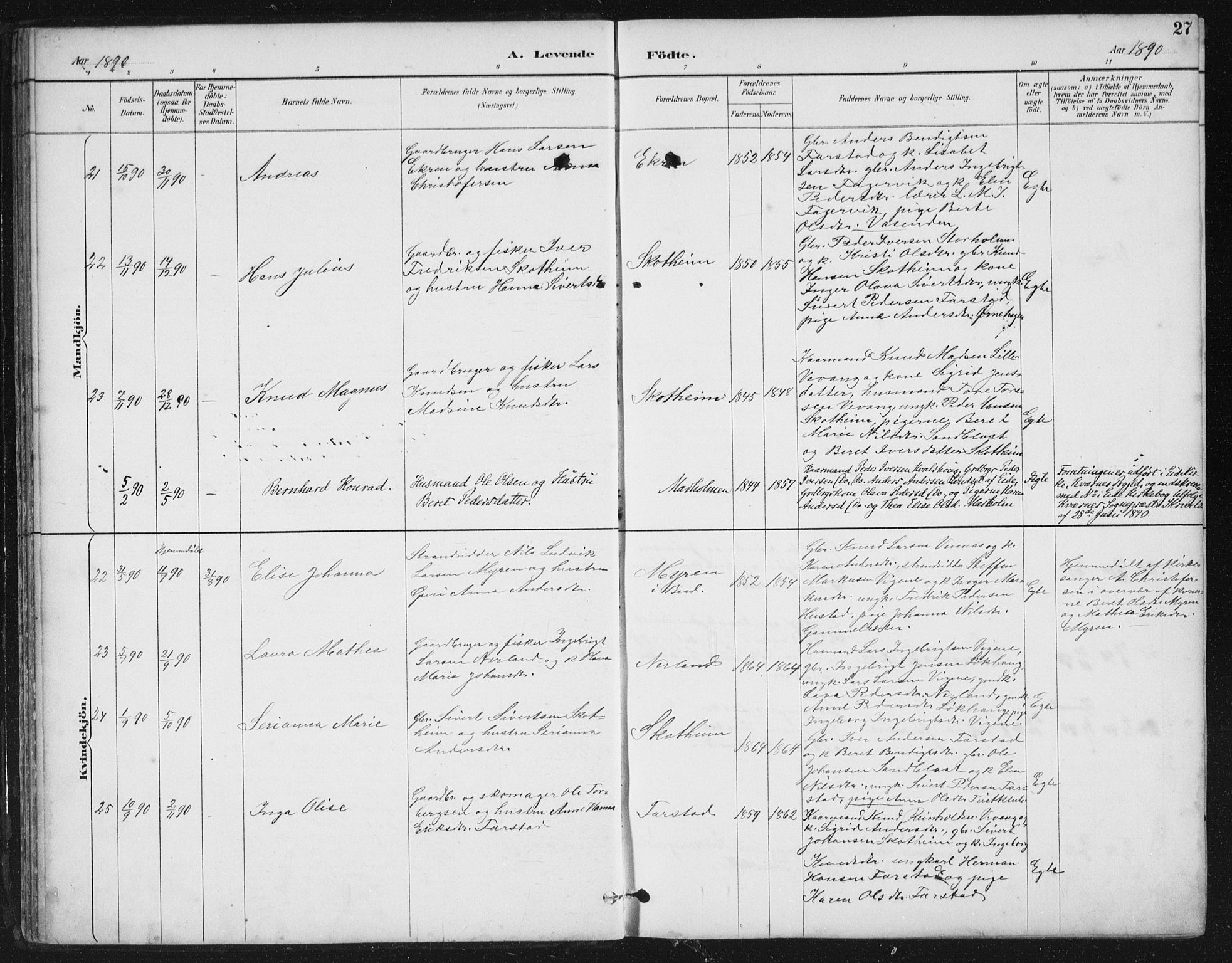 Ministerialprotokoller, klokkerbøker og fødselsregistre - Møre og Romsdal, AV/SAT-A-1454/567/L0783: Parish register (copy) no. 567C03, 1887-1903, p. 27