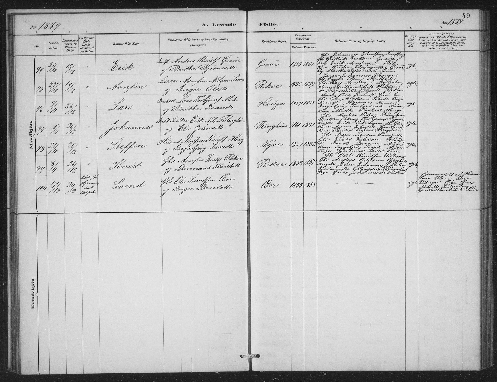 Voss sokneprestembete, SAB/A-79001/H/Hab: Parish register (copy) no. C 1, 1886-1899, p. 49