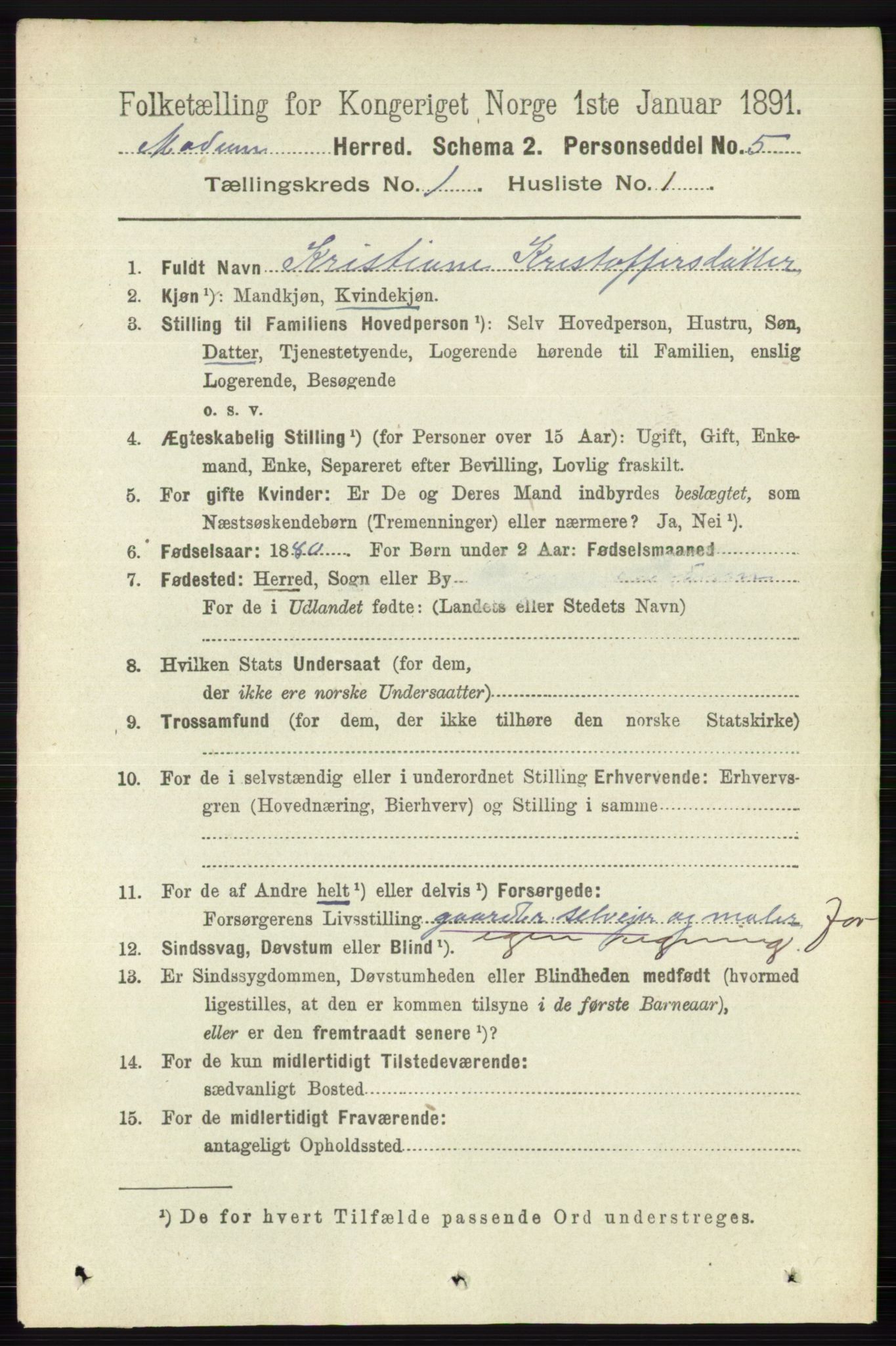 RA, 1891 census for 0623 Modum, 1891, p. 129