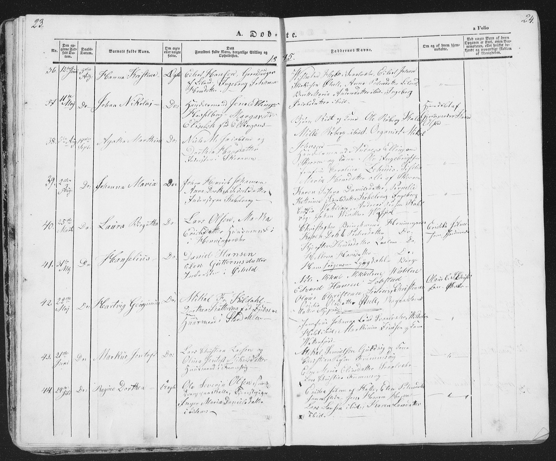 Ministerialprotokoller, klokkerbøker og fødselsregistre - Nordland, AV/SAT-A-1459/874/L1072: Parish register (copy) no. 874C01, 1843-1859, p. 23-24