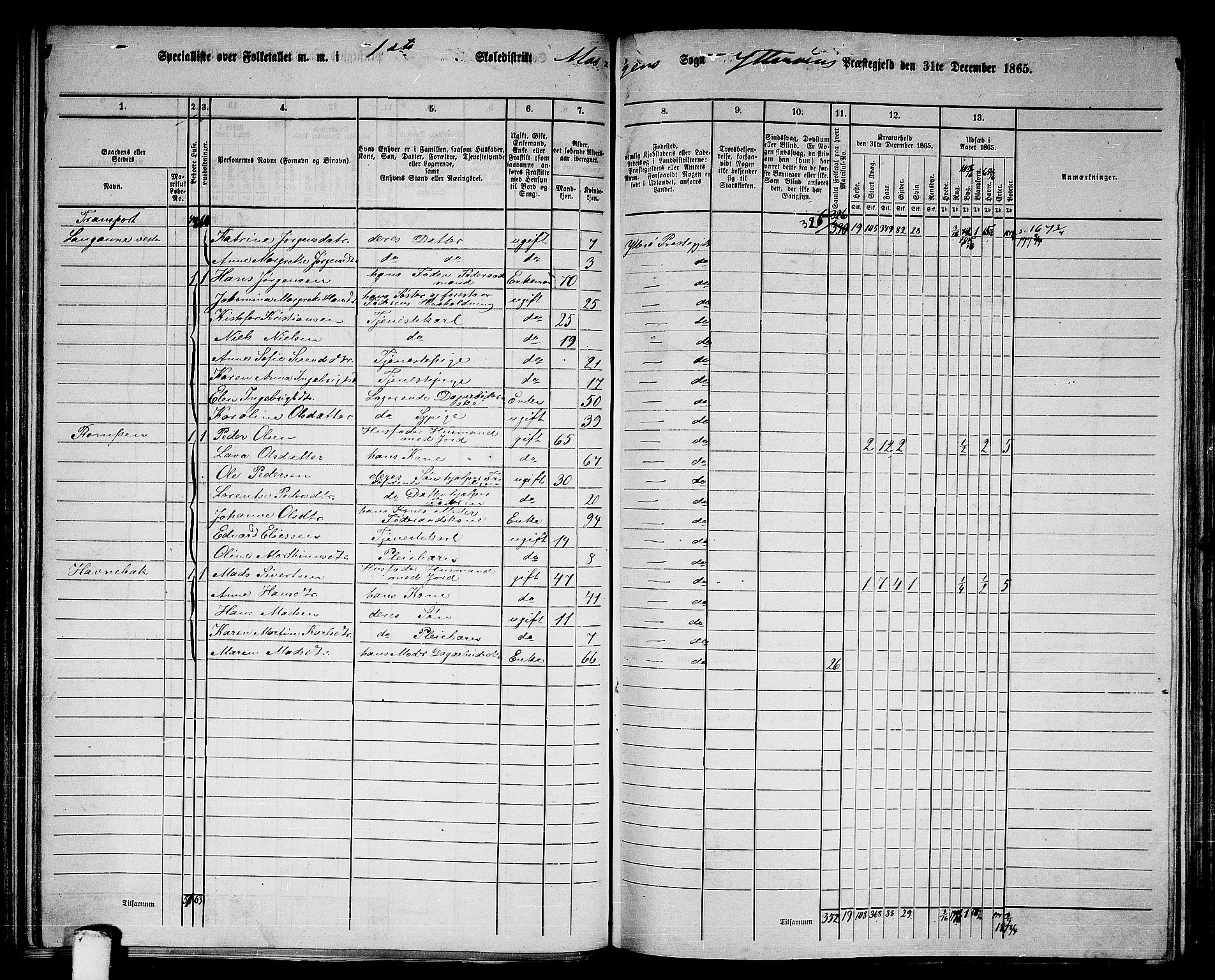 RA, 1865 census for Ytterøy, 1865, p. 80