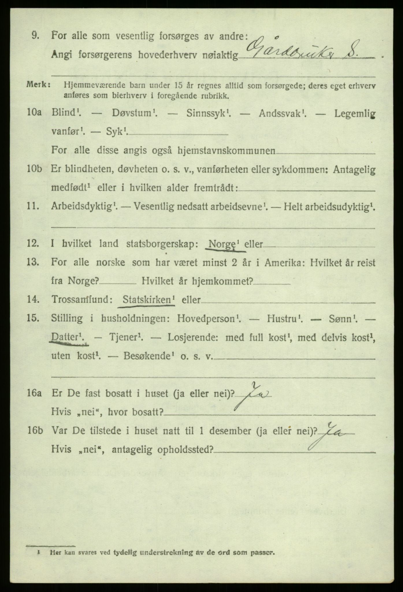 SAB, 1920 census for Lærdal, 1920, p. 2675