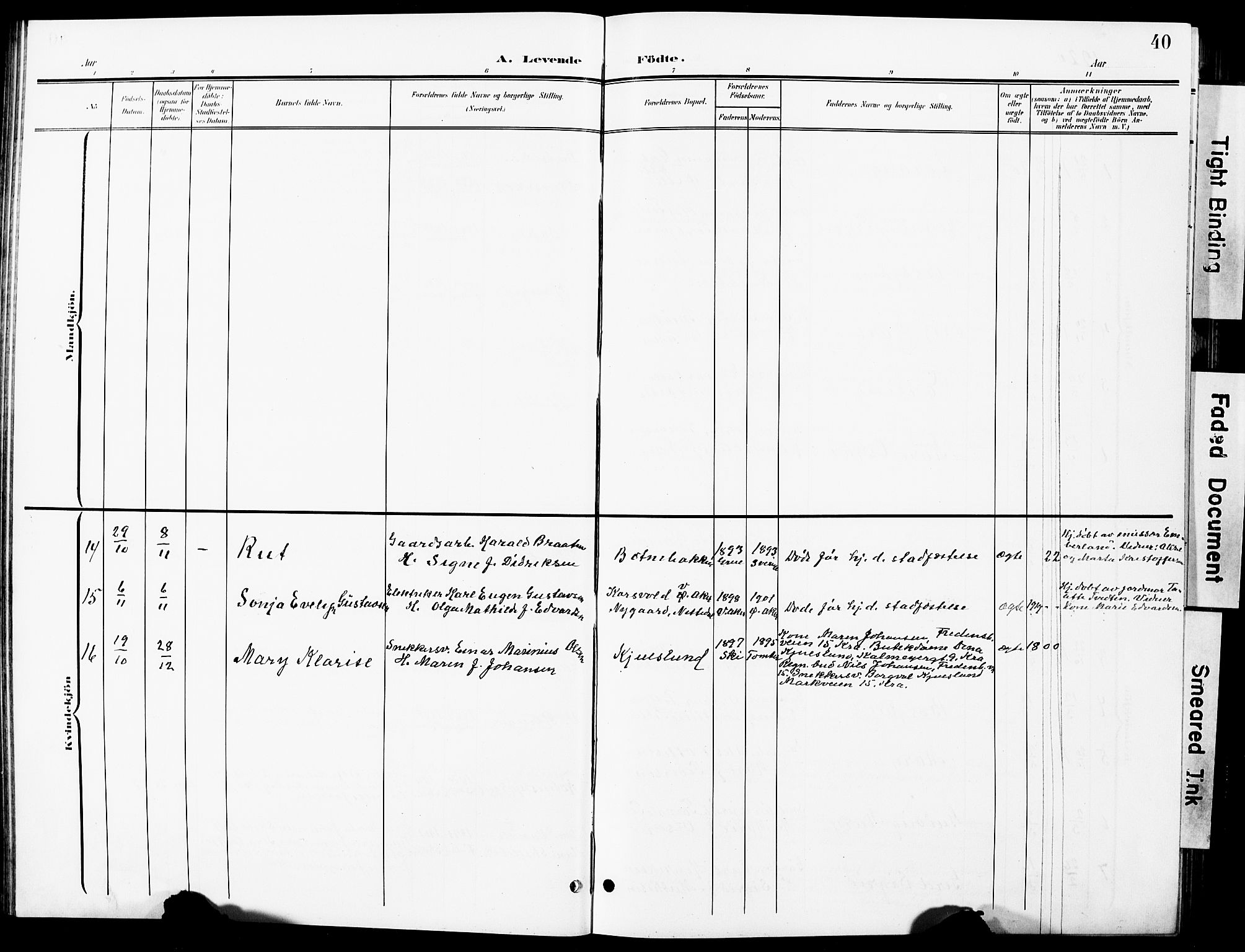 Nittedal prestekontor Kirkebøker, AV/SAO-A-10365a/G/Ga/L0003: Parish register (copy) no. I 3, 1902-1929, p. 40