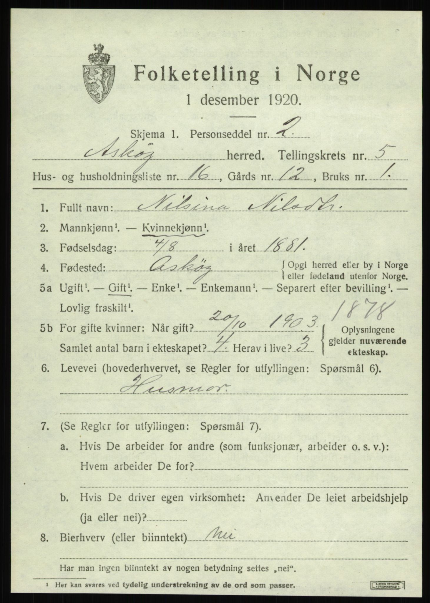 SAB, 1920 census for Askøy, 1920, p. 8938