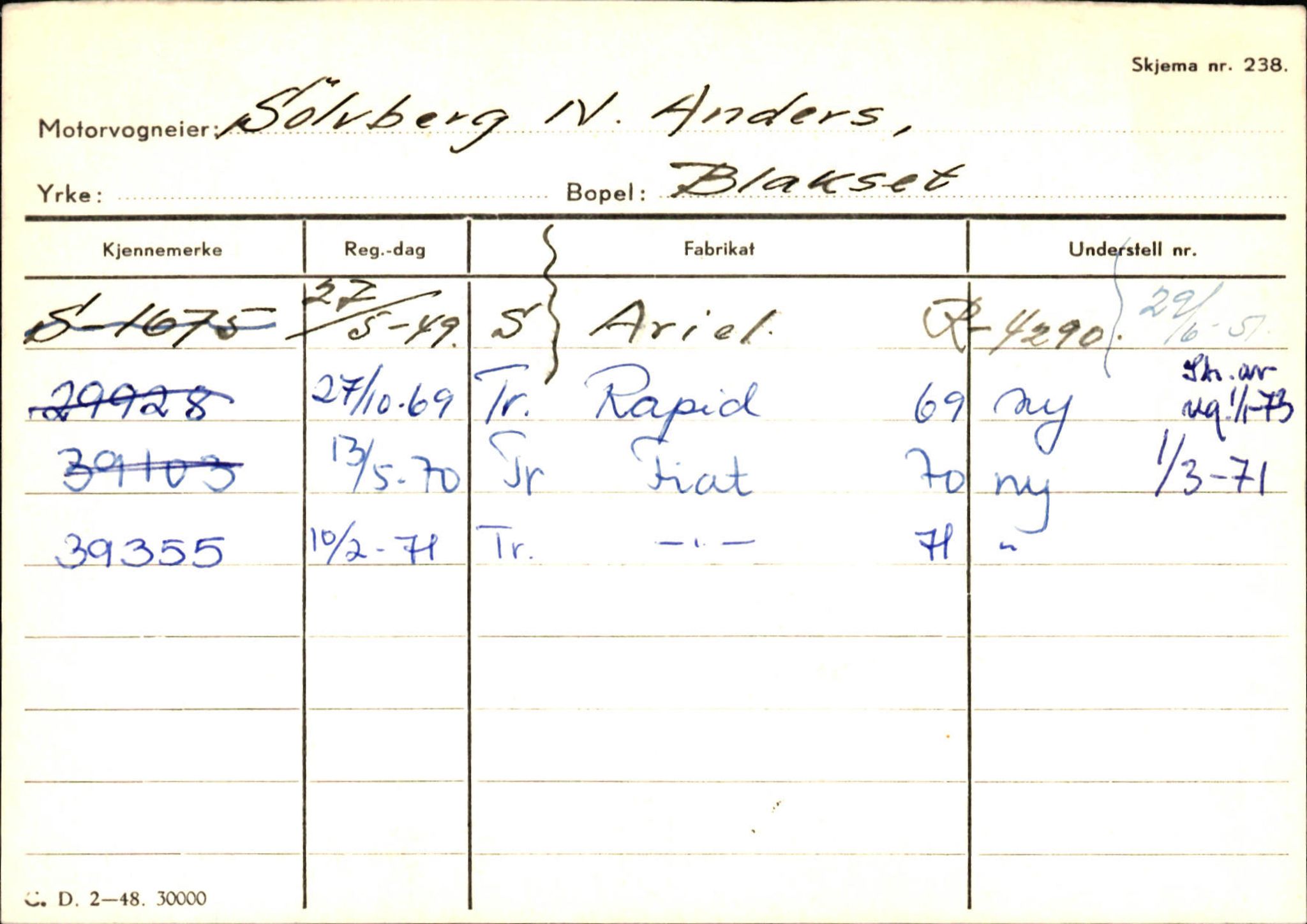 Statens vegvesen, Sogn og Fjordane vegkontor, SAB/A-5301/4/F/L0131: Eigarregister Høyanger P-Å. Stryn S-Å, 1945-1975, p. 1826