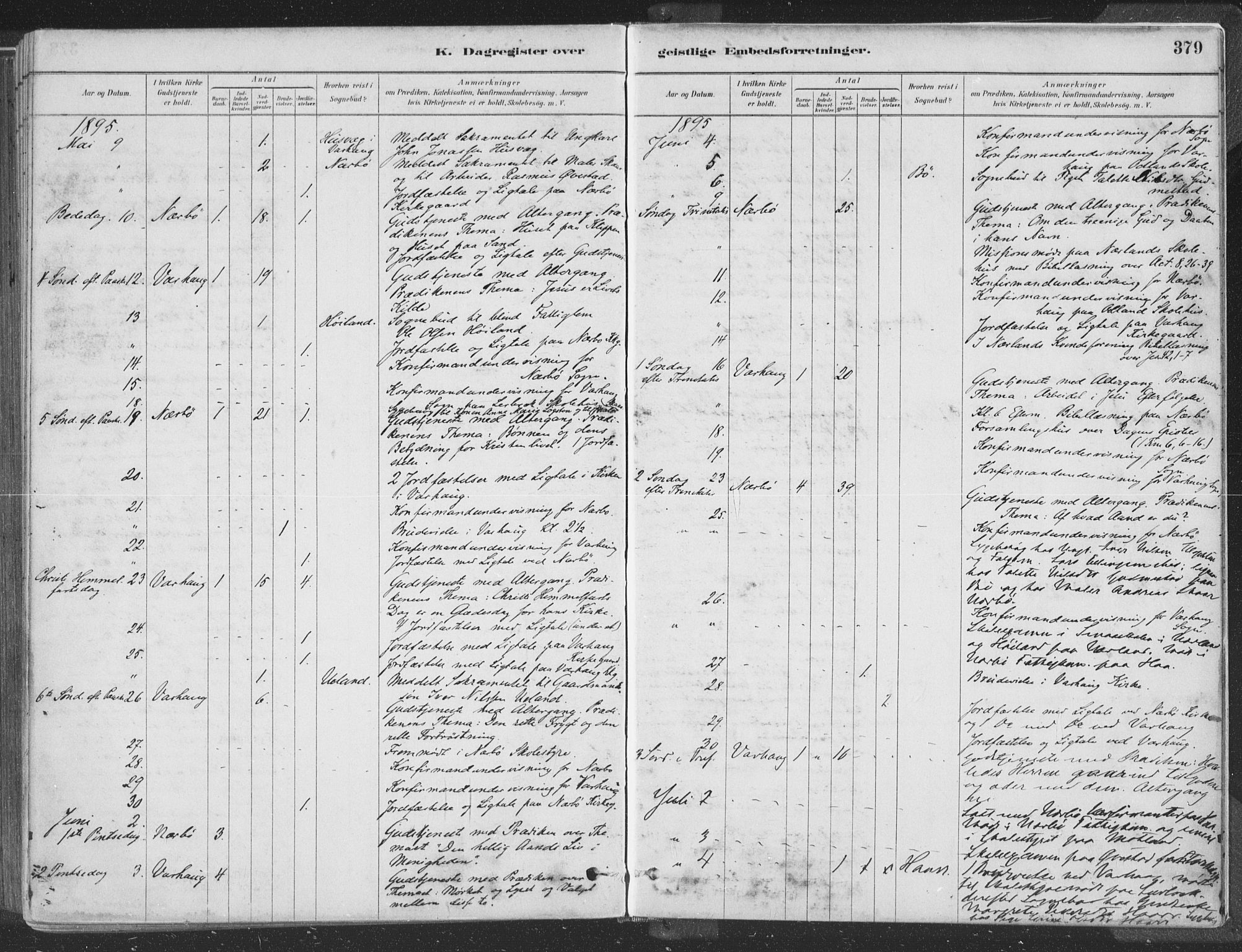 Hå sokneprestkontor, AV/SAST-A-101801/001/30BA/L0010: Parish register (official) no. A 9, 1879-1896, p. 379