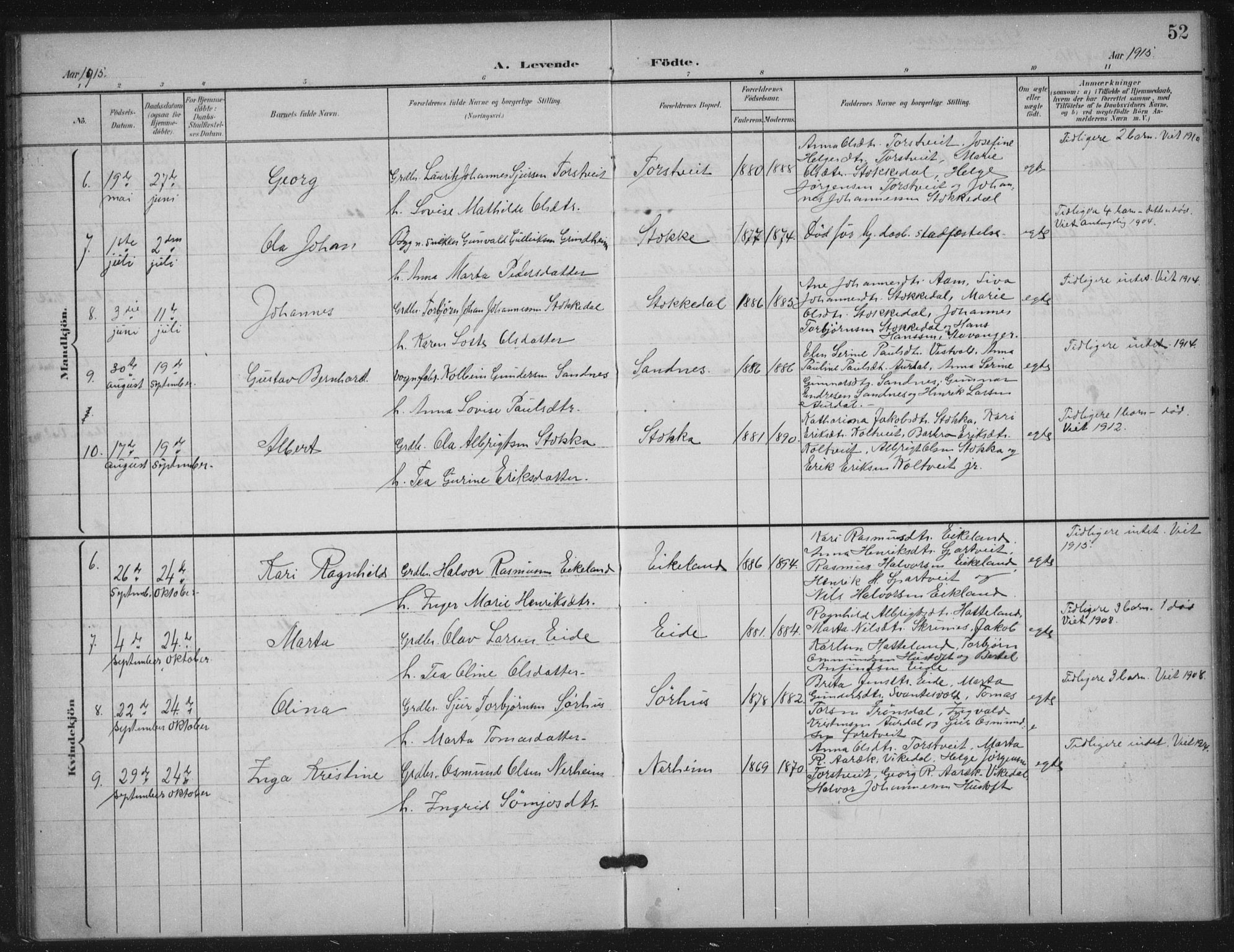 Skjold sokneprestkontor, AV/SAST-A-101847/H/Ha/Haa/L0012: Parish register (official) no. A 12, 1899-1915, p. 52