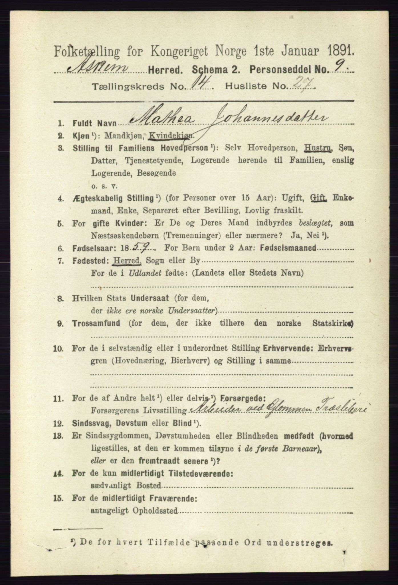 RA, 1891 census for 0124 Askim, 1891, p. 2409