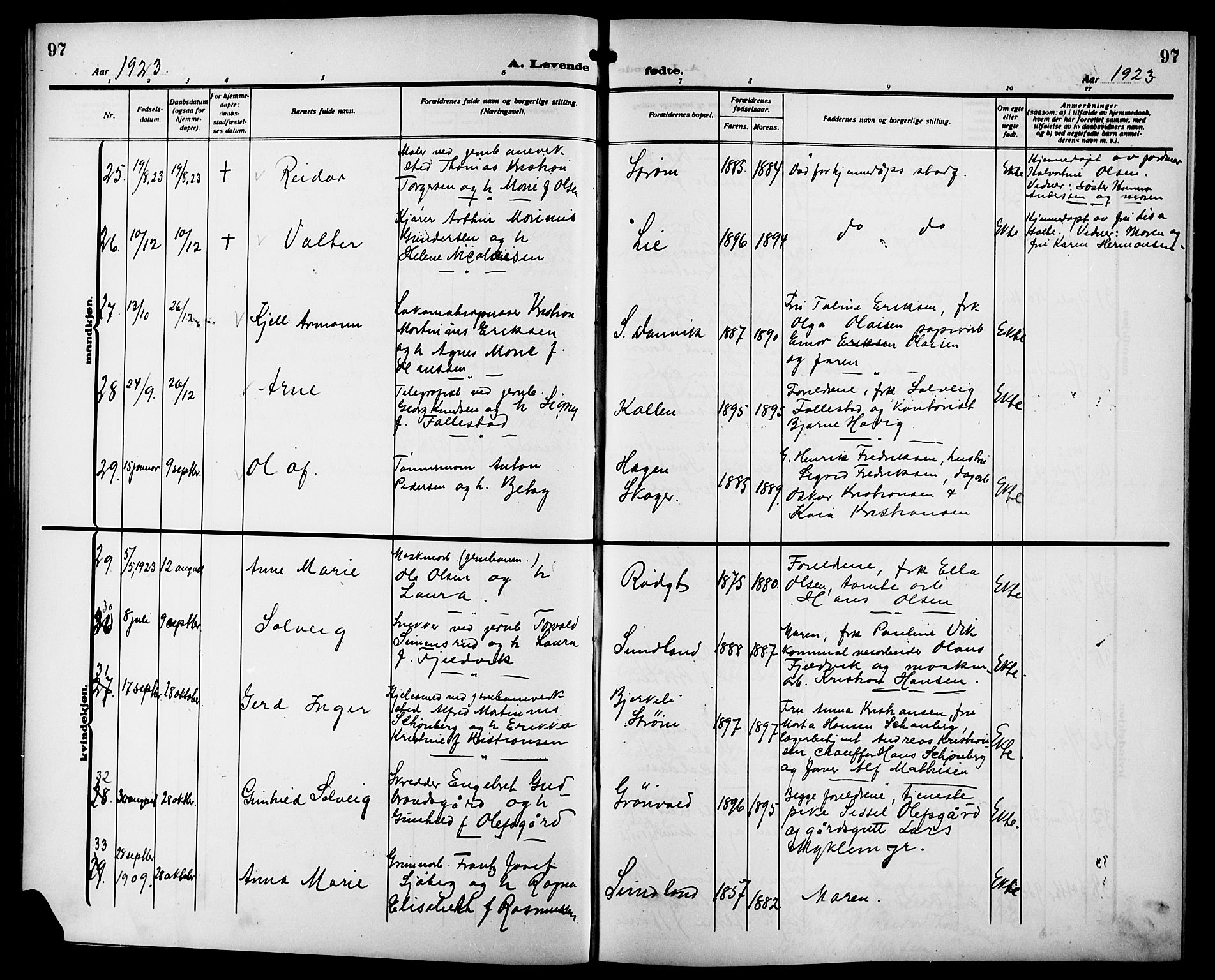 Strømsgodset kirkebøker, AV/SAKO-A-324/G/Ga/L0003: Parish register (copy) no. 3, 1911-1926, p. 97