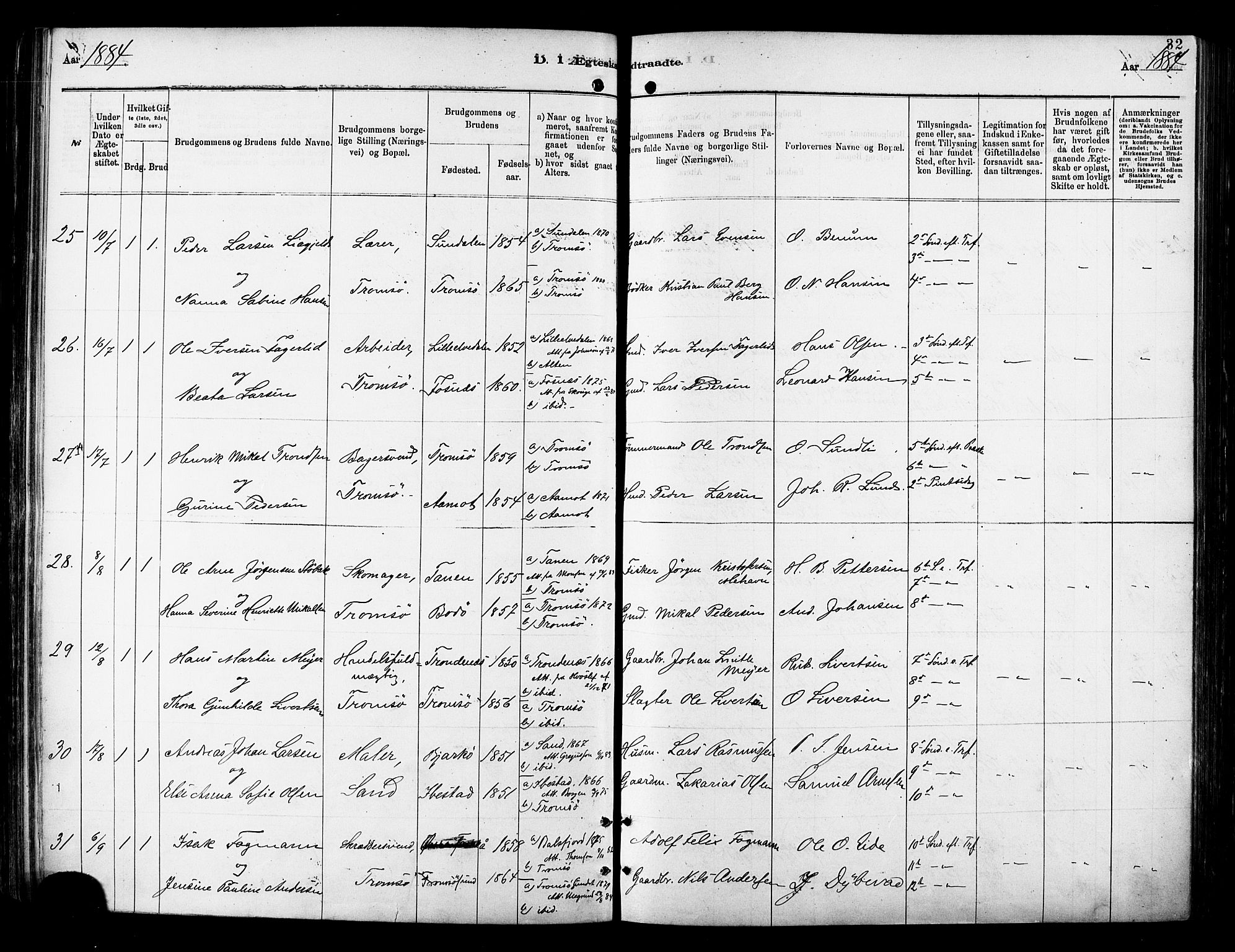 Tromsø sokneprestkontor/stiftsprosti/domprosti, SATØ/S-1343/G/Ga/L0014kirke: Parish register (official) no. 14, 1878-1888, p. 32
