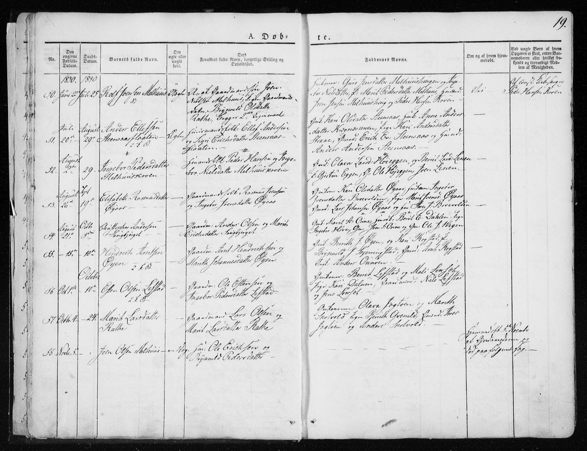 Ministerialprotokoller, klokkerbøker og fødselsregistre - Sør-Trøndelag, SAT/A-1456/691/L1069: Parish register (official) no. 691A04, 1826-1841, p. 19