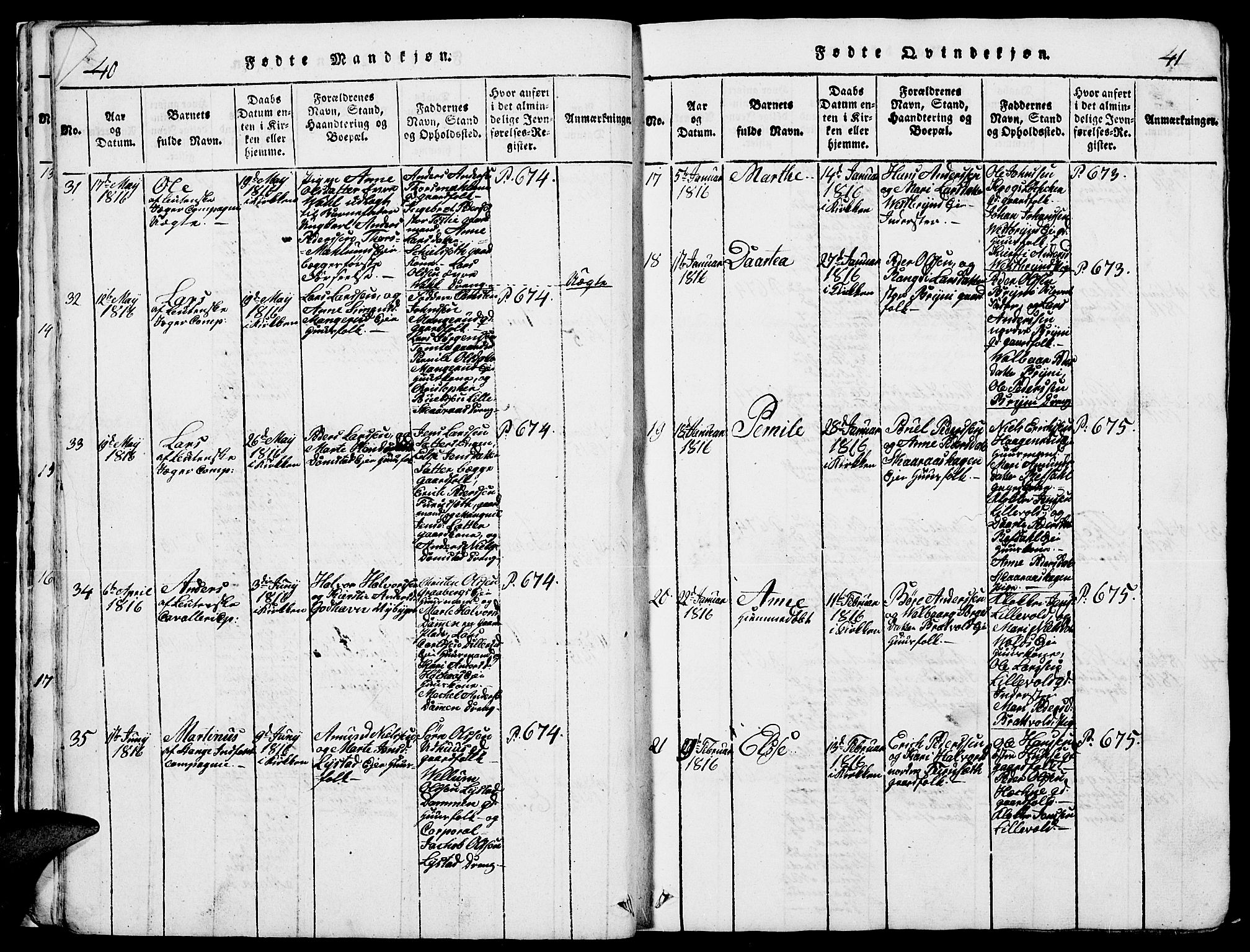 Romedal prestekontor, AV/SAH-PREST-004/L/L0005: Parish register (copy) no. 5, 1814-1829, p. 40-41