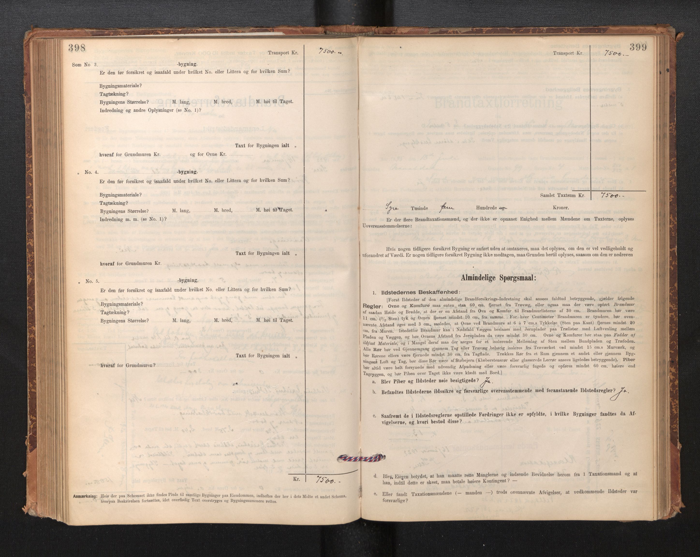 Lensmannen i Førde, AV/SAB-A-27401/0012/L0008: Branntakstprotokoll, skjematakst, 1895-1922, p. 398-399