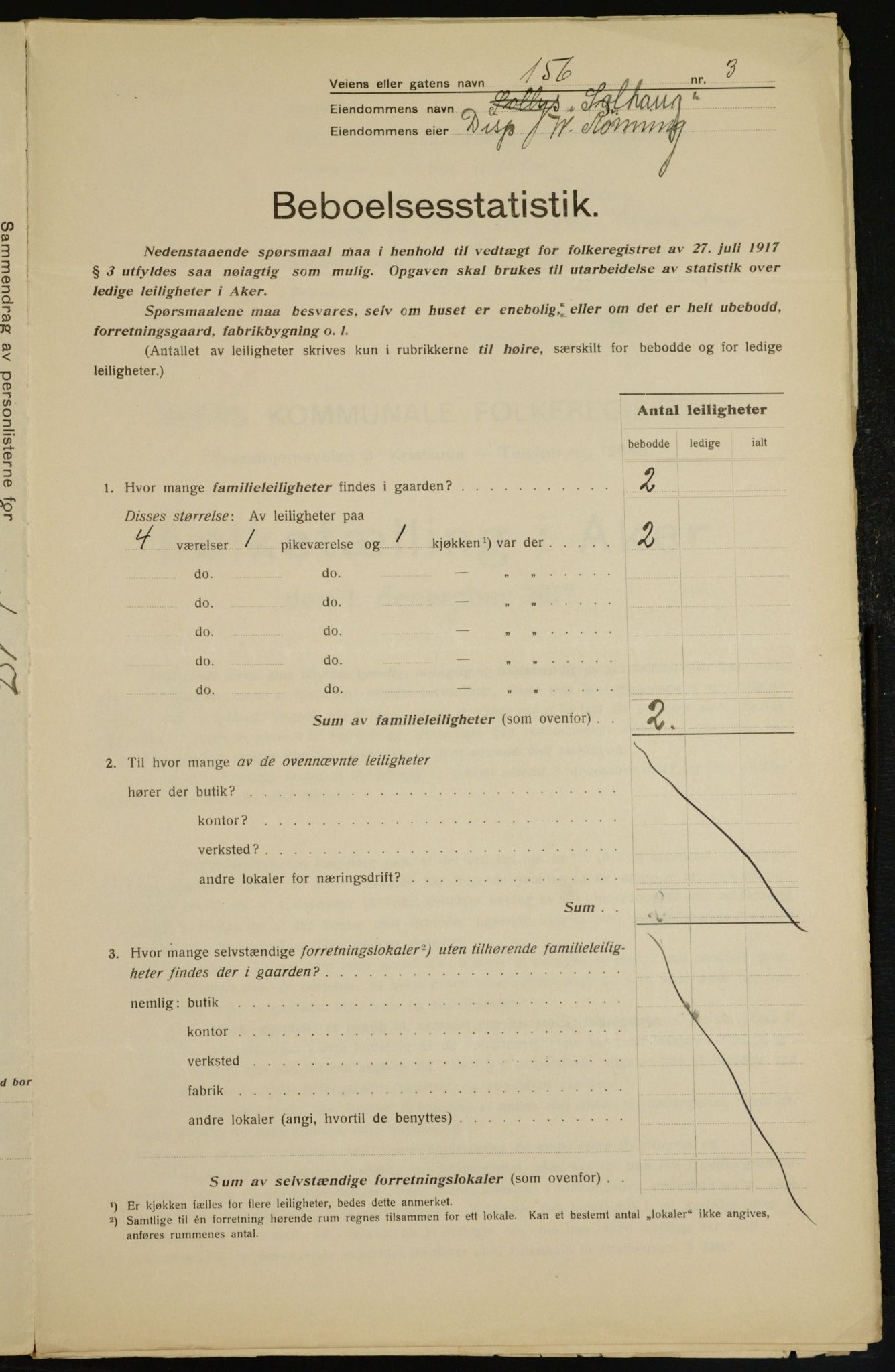 OBA, Municipal Census 1917 for Aker, 1917, p. 9565