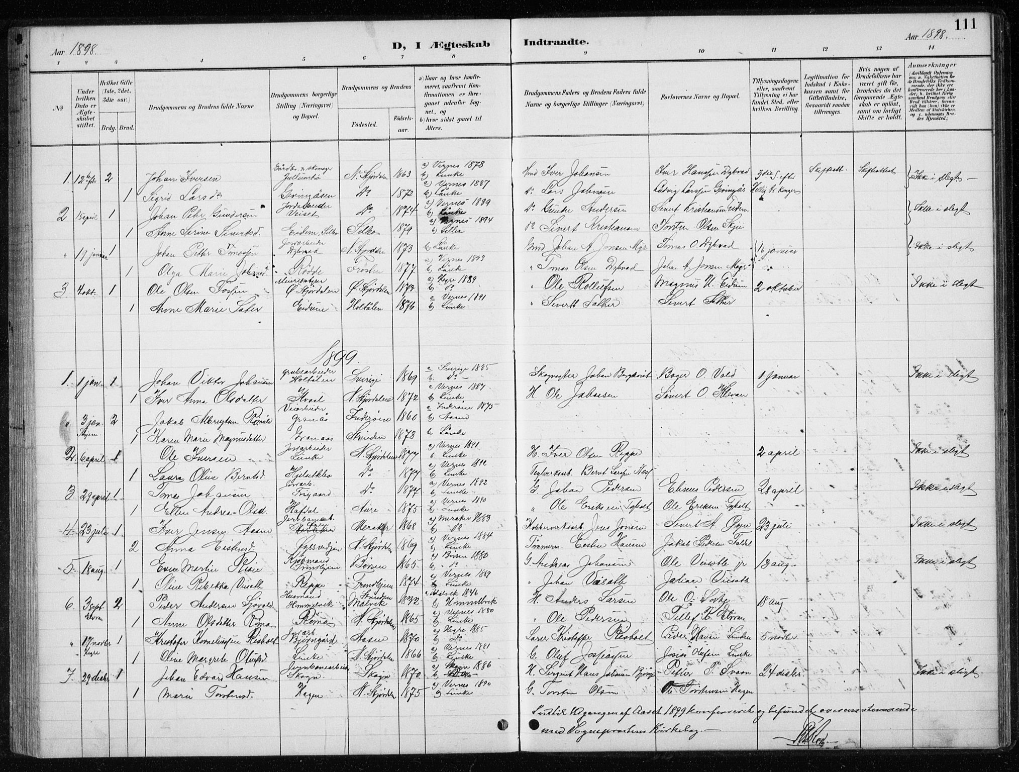 Ministerialprotokoller, klokkerbøker og fødselsregistre - Nord-Trøndelag, SAT/A-1458/710/L0096: Parish register (copy) no. 710C01, 1892-1925, p. 111