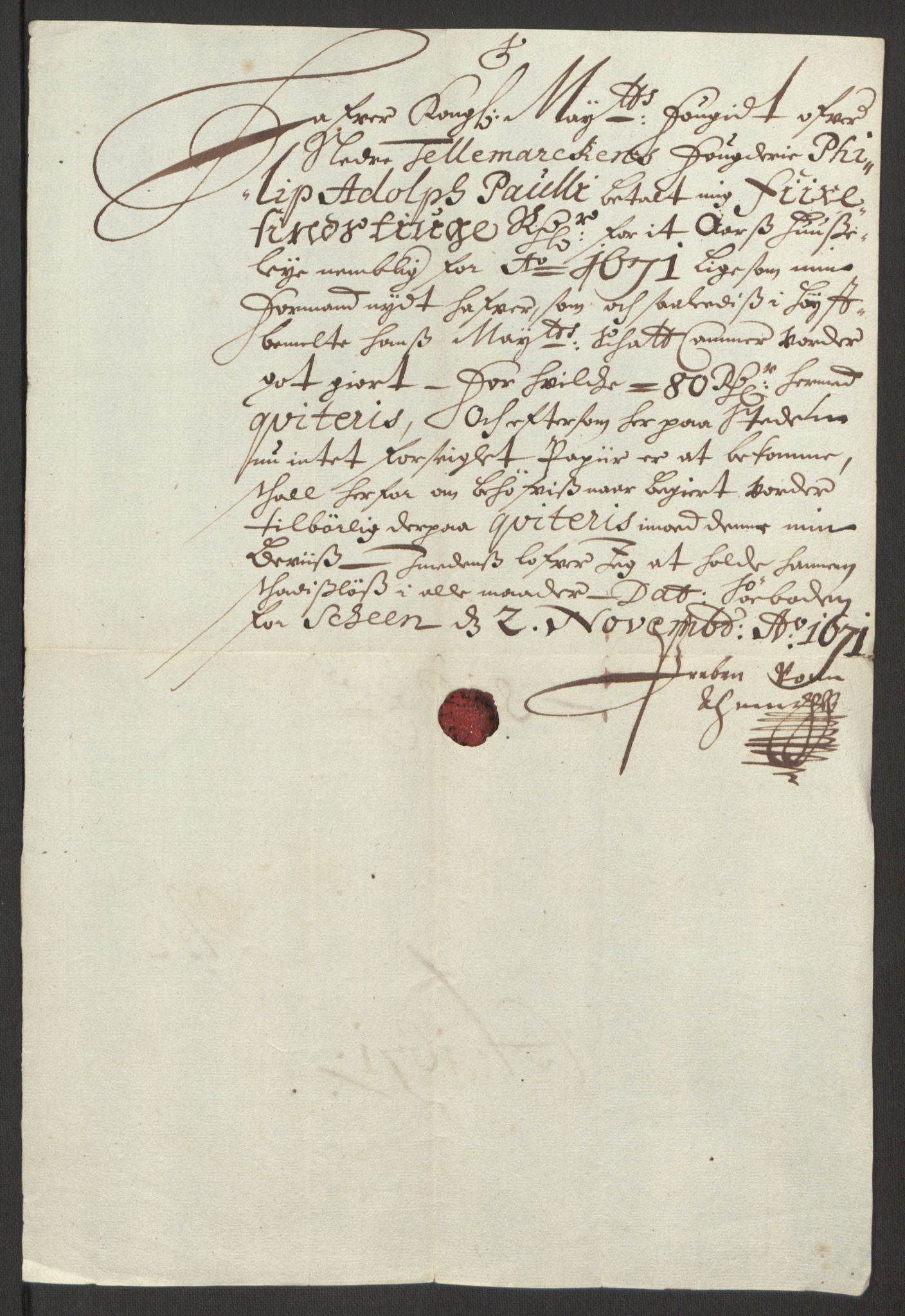 Rentekammeret inntil 1814, Reviderte regnskaper, Fogderegnskap, AV/RA-EA-4092/R35/L2060: Fogderegnskap Øvre og Nedre Telemark, 1671-1672, p. 221