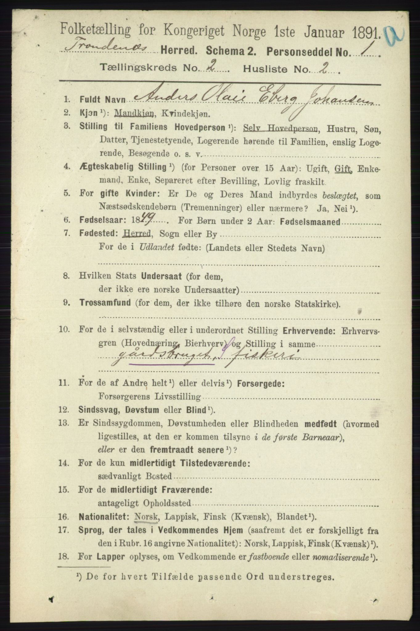 RA, 1891 census for 1914 Trondenes, 1891, p. 656