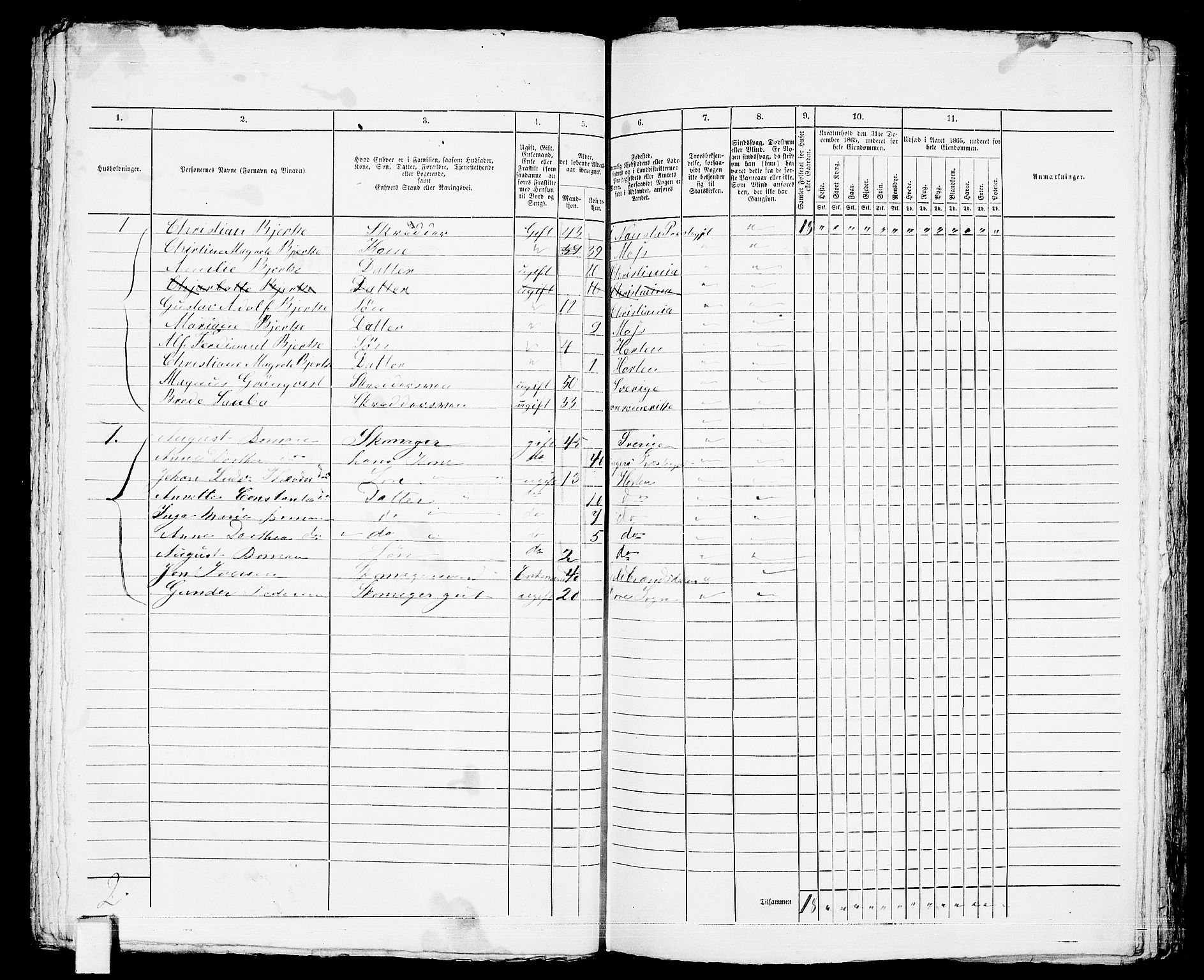 RA, 1865 census for Horten, 1865, p. 675