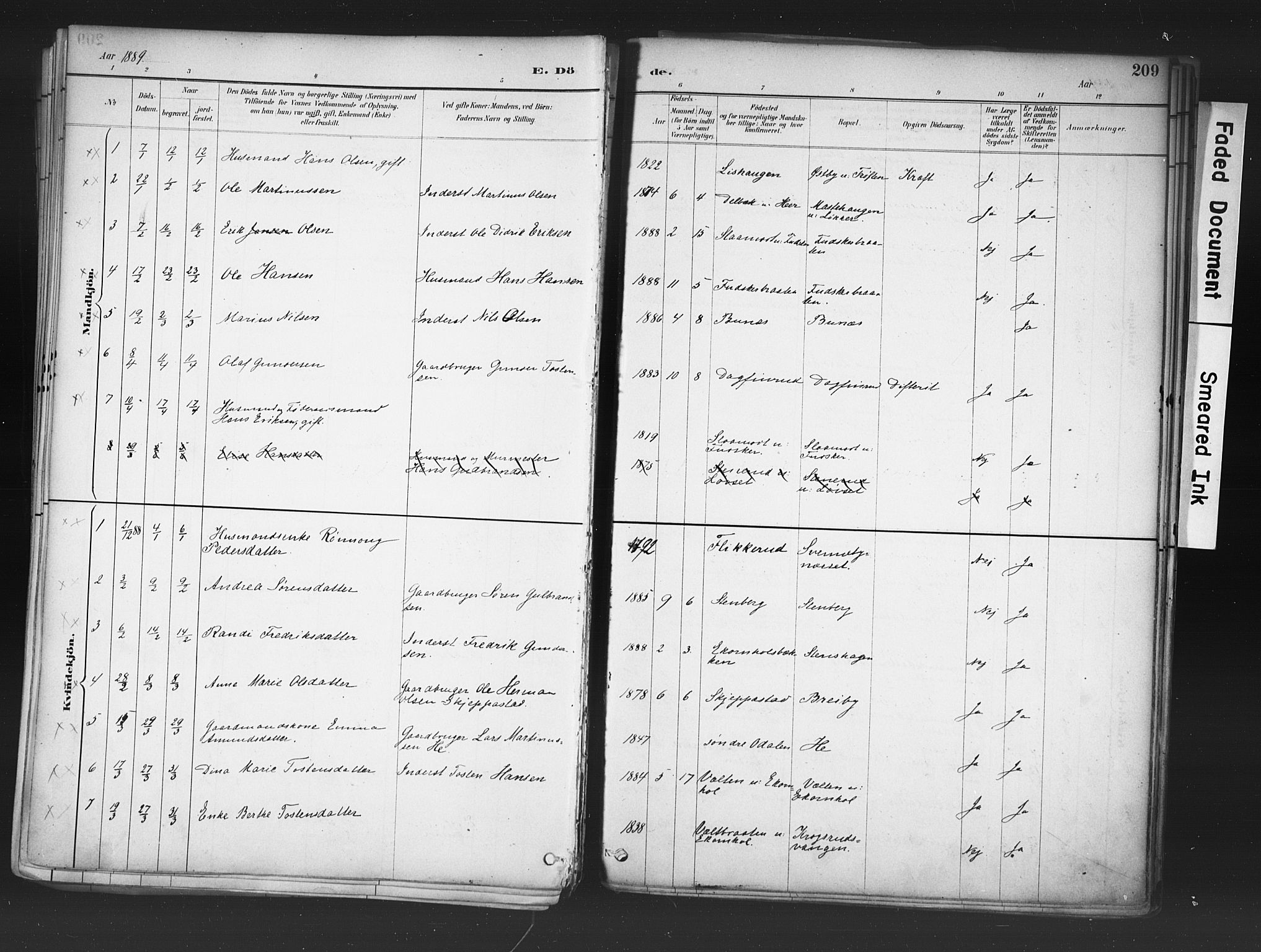 Nord-Odal prestekontor, AV/SAH-PREST-032/H/Ha/Haa/L0006: Parish register (official) no. 6, 1886-1901, p. 209