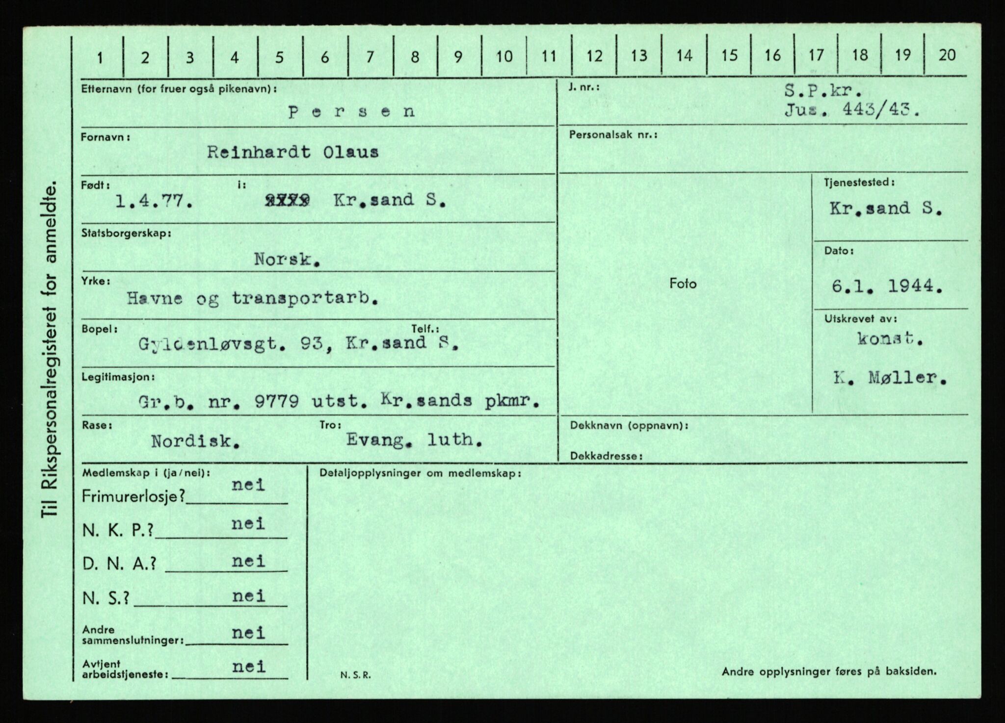 Statspolitiet - Hovedkontoret / Osloavdelingen, AV/RA-S-1329/C/Ca/L0012: Oanæs - Quistgaard	, 1943-1945, p. 3867