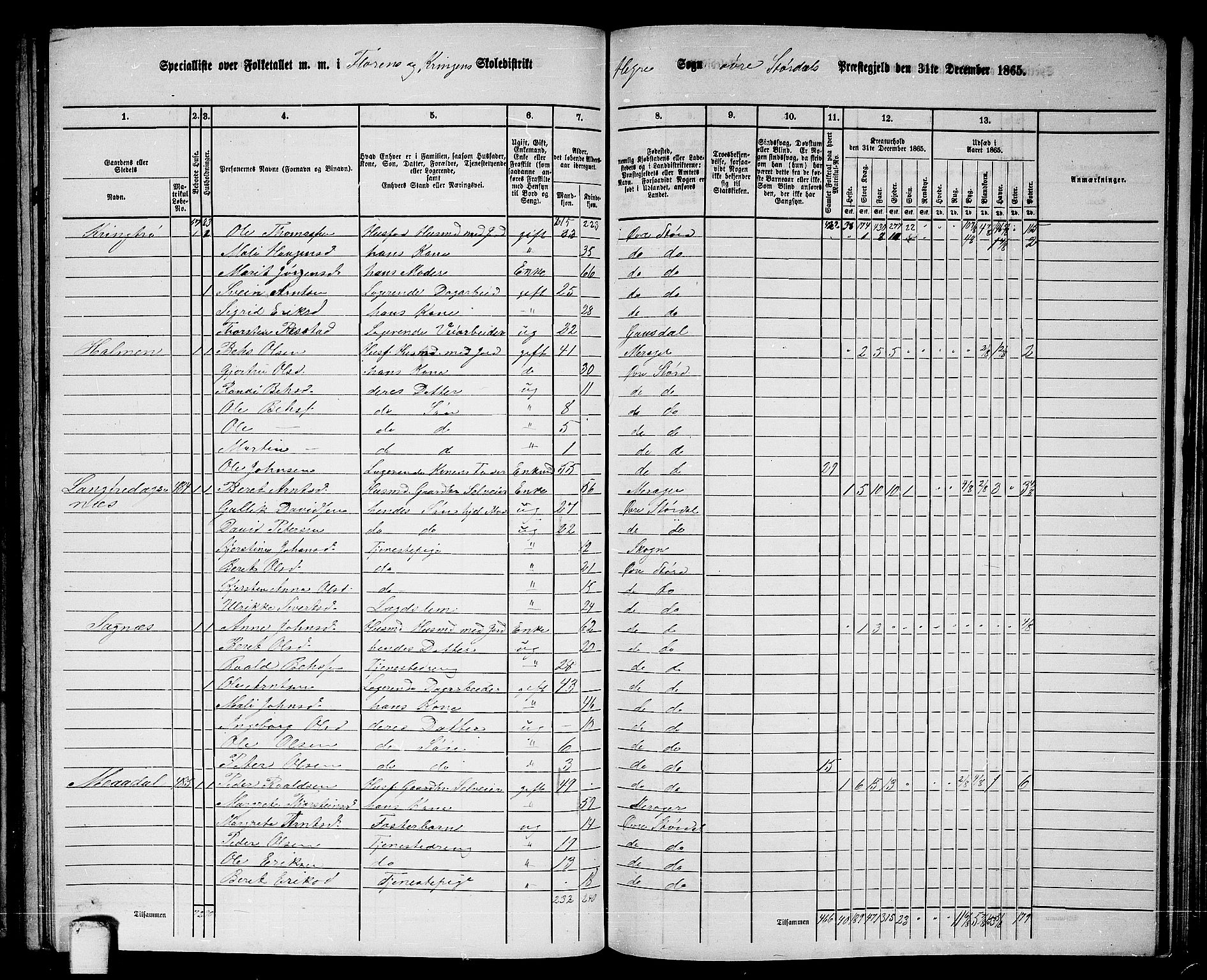 RA, 1865 census for Øvre Stjørdal, 1865, p. 140