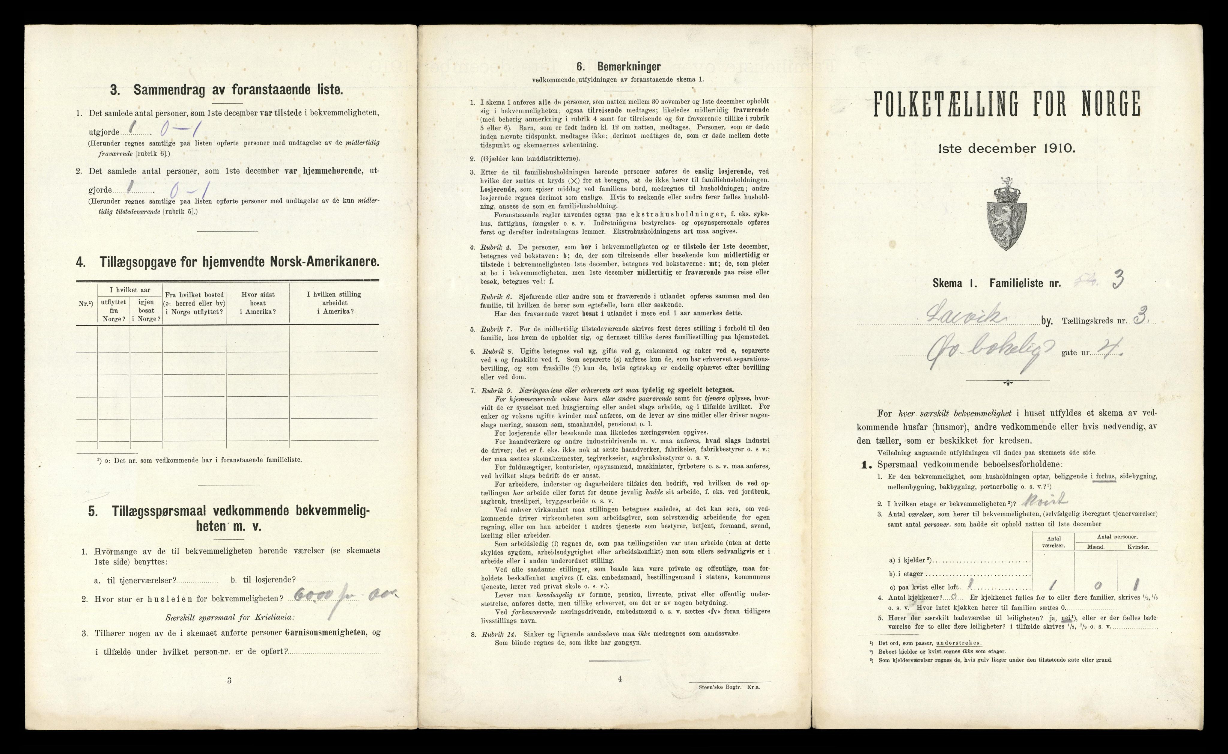 RA, 1910 census for Larvik, 1910, p. 1271