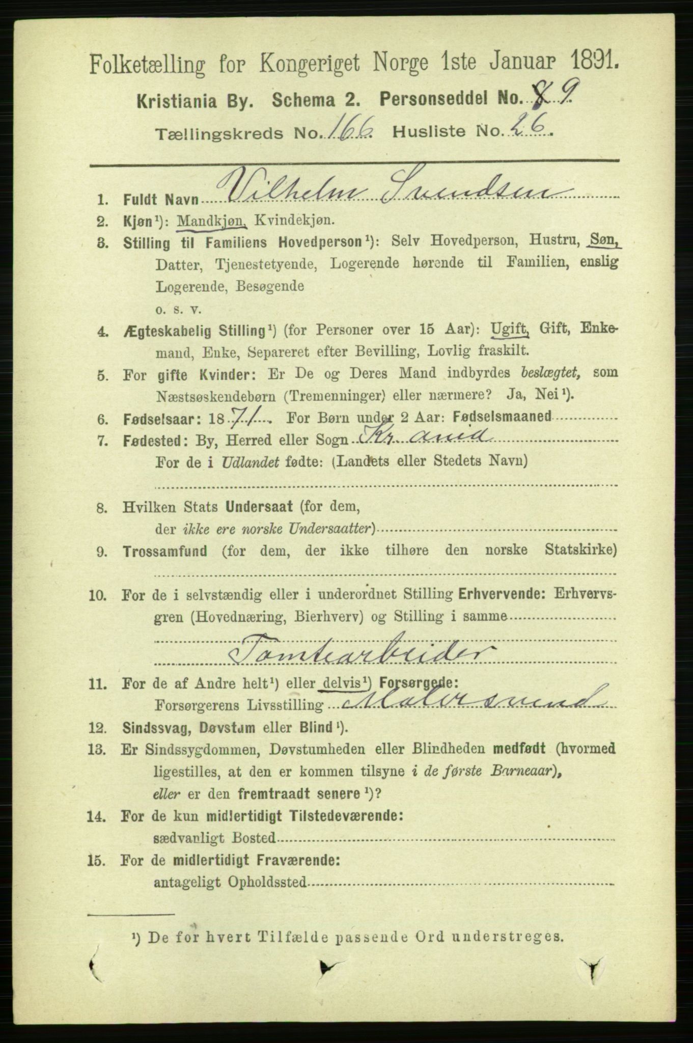 RA, 1891 census for 0301 Kristiania, 1891, p. 97187